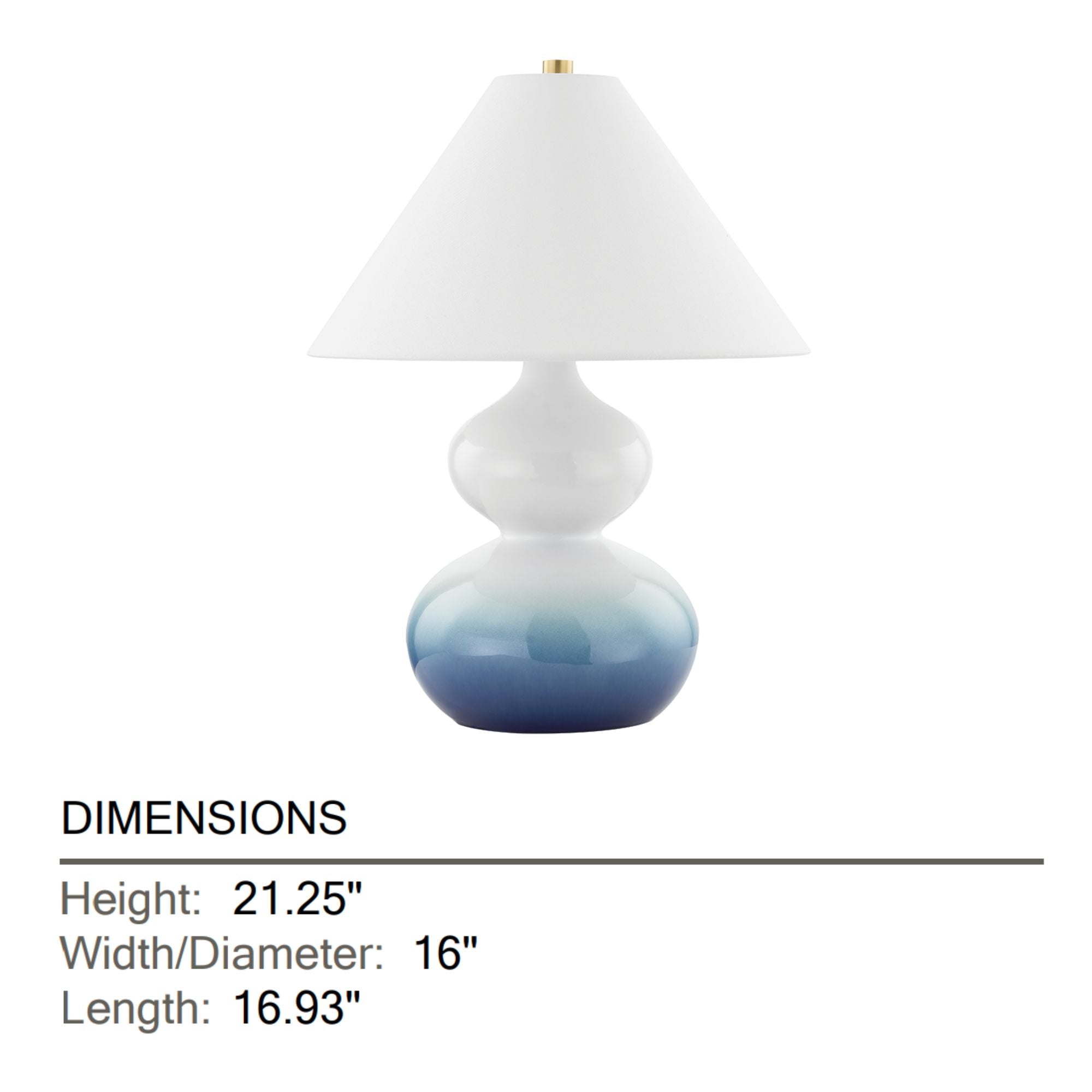 Mitzi - Aimee Table Lamp Ceramic Blue Ombre with Aged Brass Accents | Bees Lighting