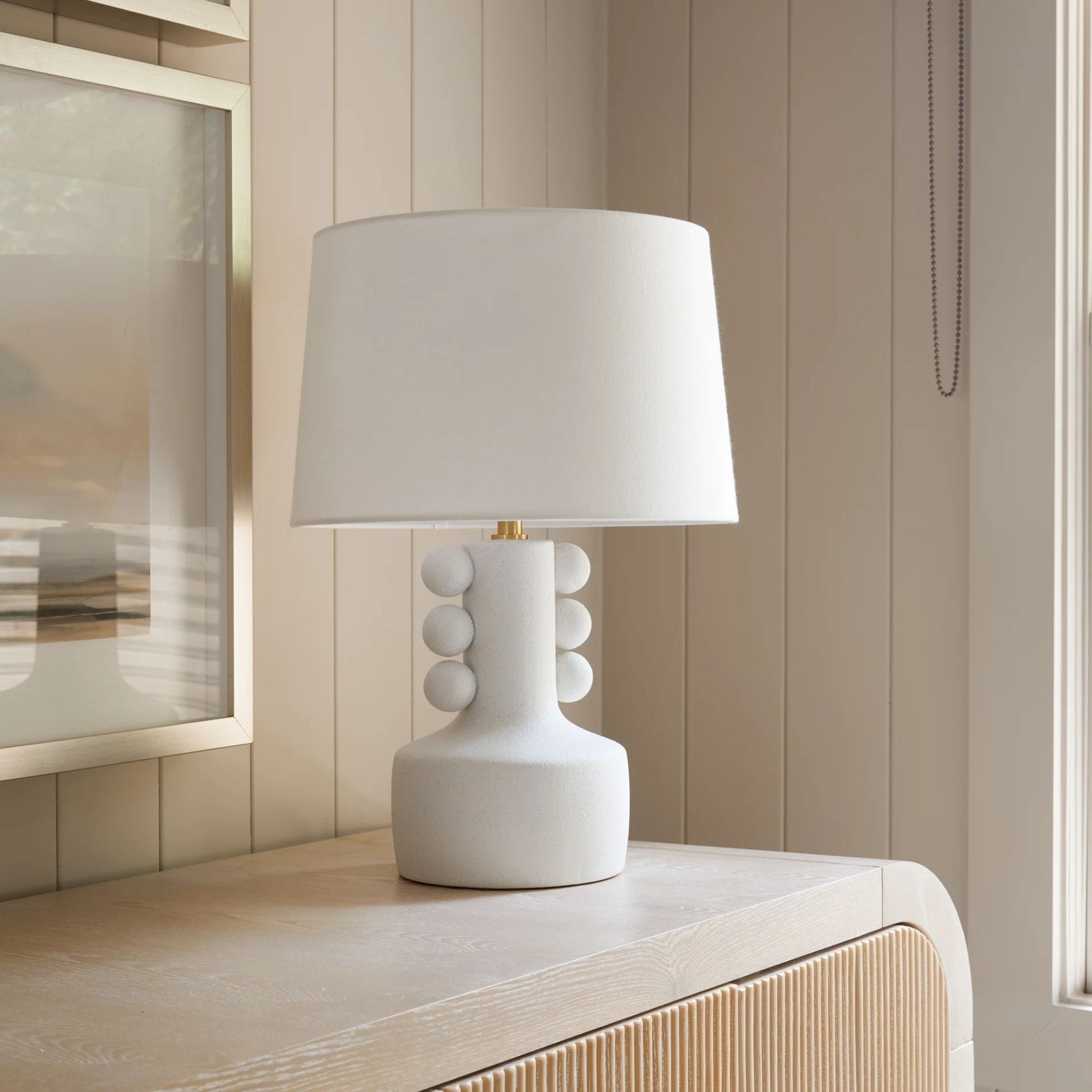 Mitzi - Amalia Table Lamp Ceramic White Speck with Aged Brass Accents | Bees Lighting