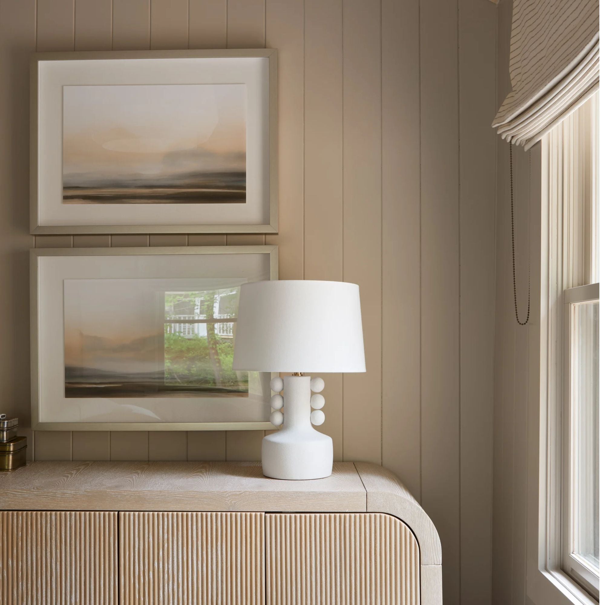 Mitzi - Amalia Table Lamp Ceramic White Speck with Aged Brass Accents | Bees Lighting