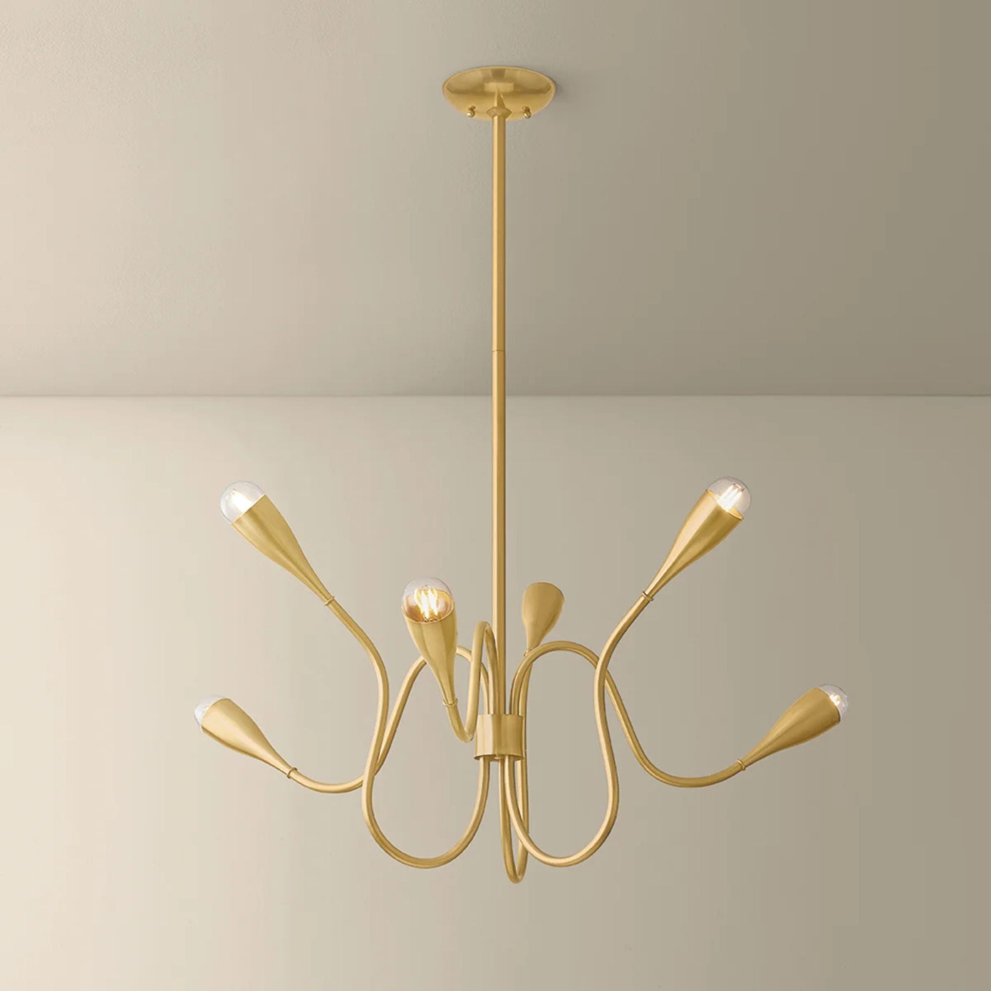 Mitzi Anaise 36 in. 6-Light Chandelier, Aged Brass
