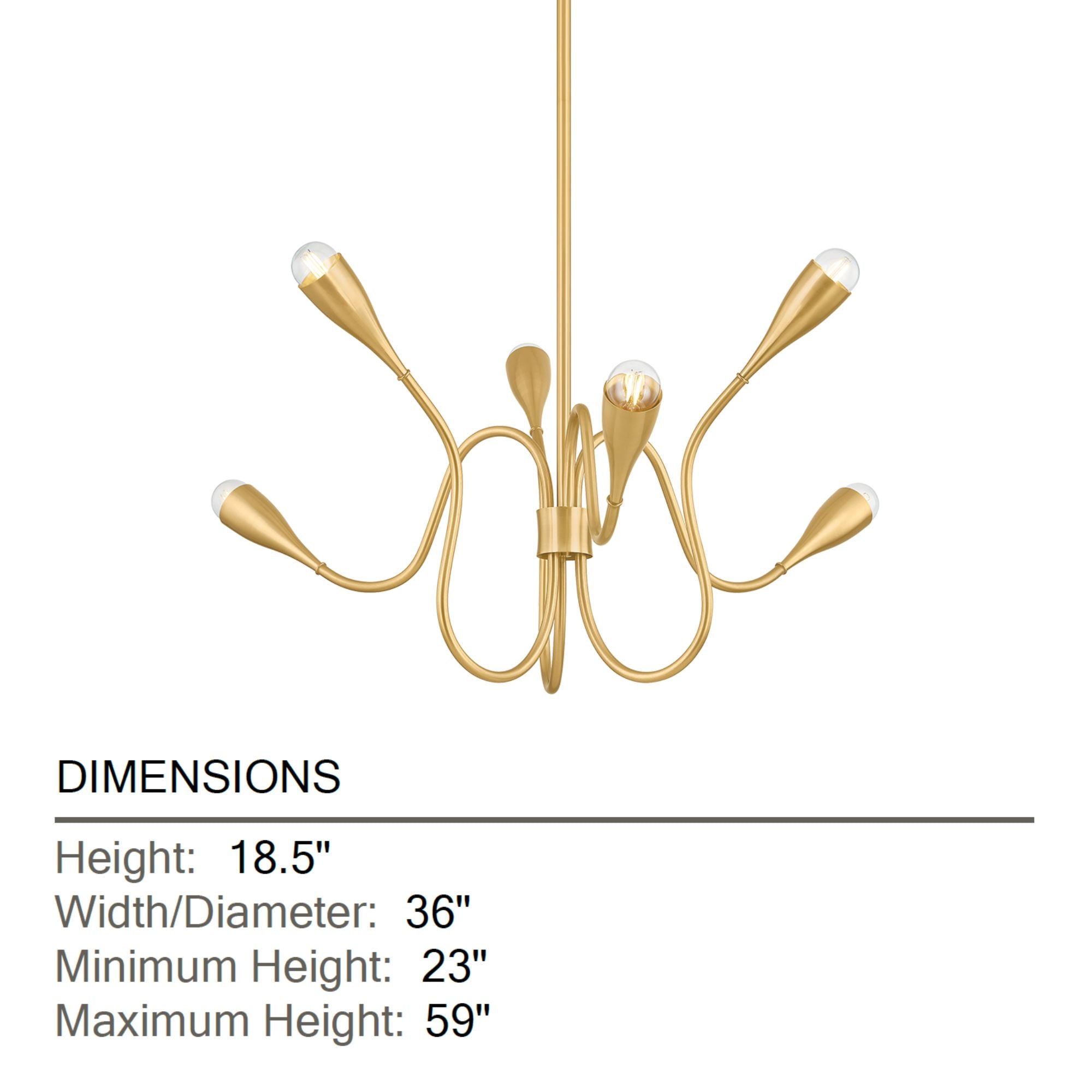 Mitzi Anaise 36 in. 6-Light Chandelier, Aged Brass