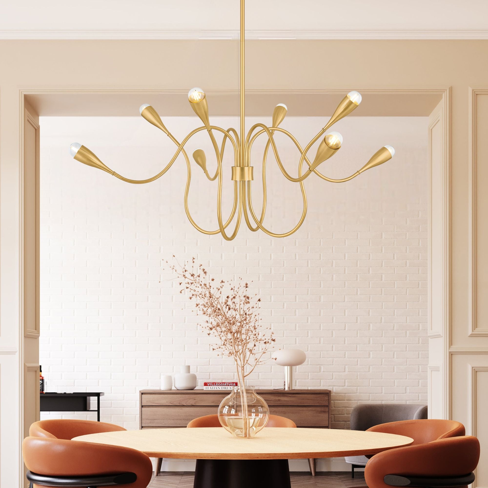 Mitzi Anaise 47.75" 8-Light Chandelier, Aged Brass