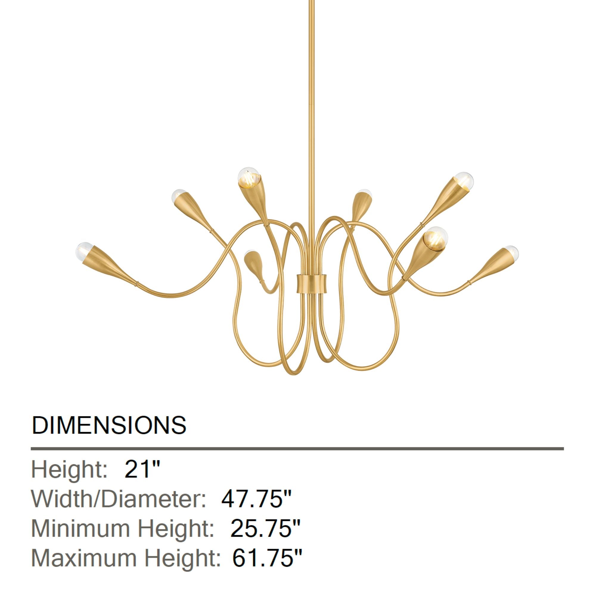 Mitzi Anaise 47.75" 8-Light Chandelier, Aged Brass
