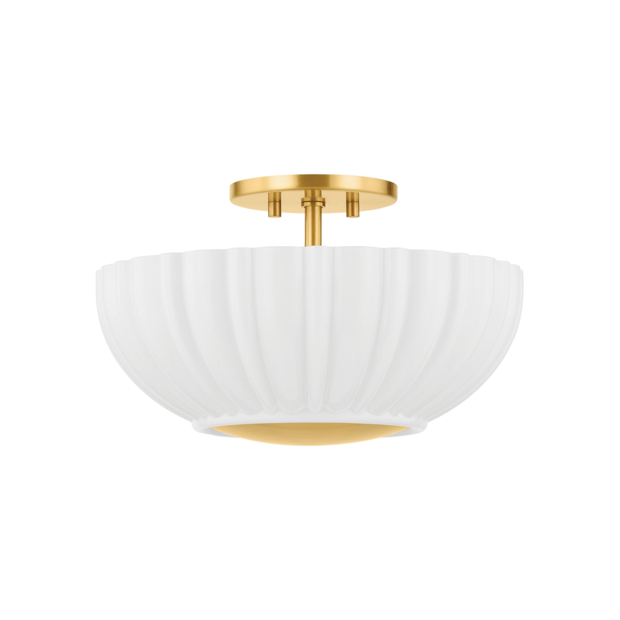 Anne 15" 2-Light Flush Mount, Aged Brass Finish