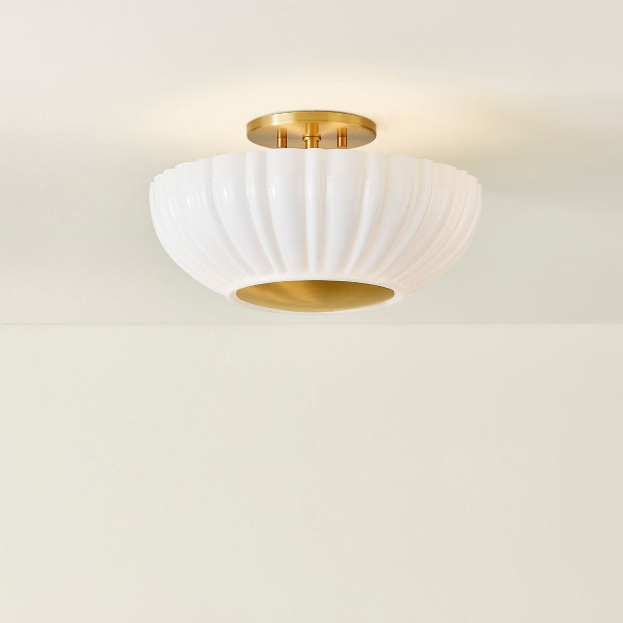Anne 15" 2-Light Flush Mount, Aged Brass Finish