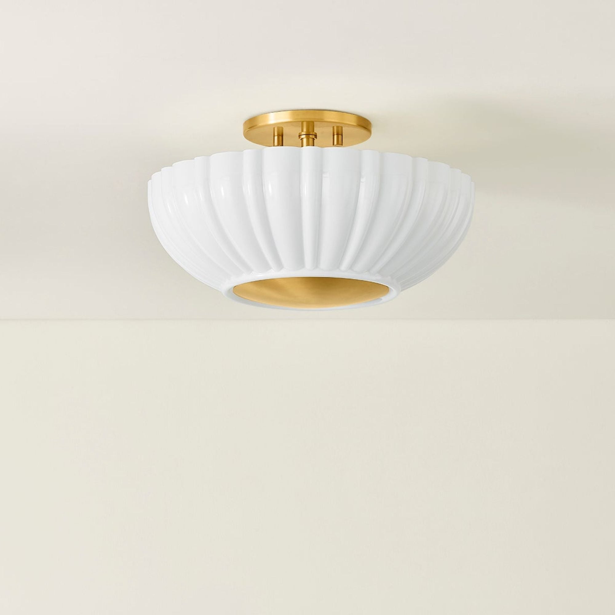 Anne 15" 2-Light Flush Mount, Aged Brass Finish