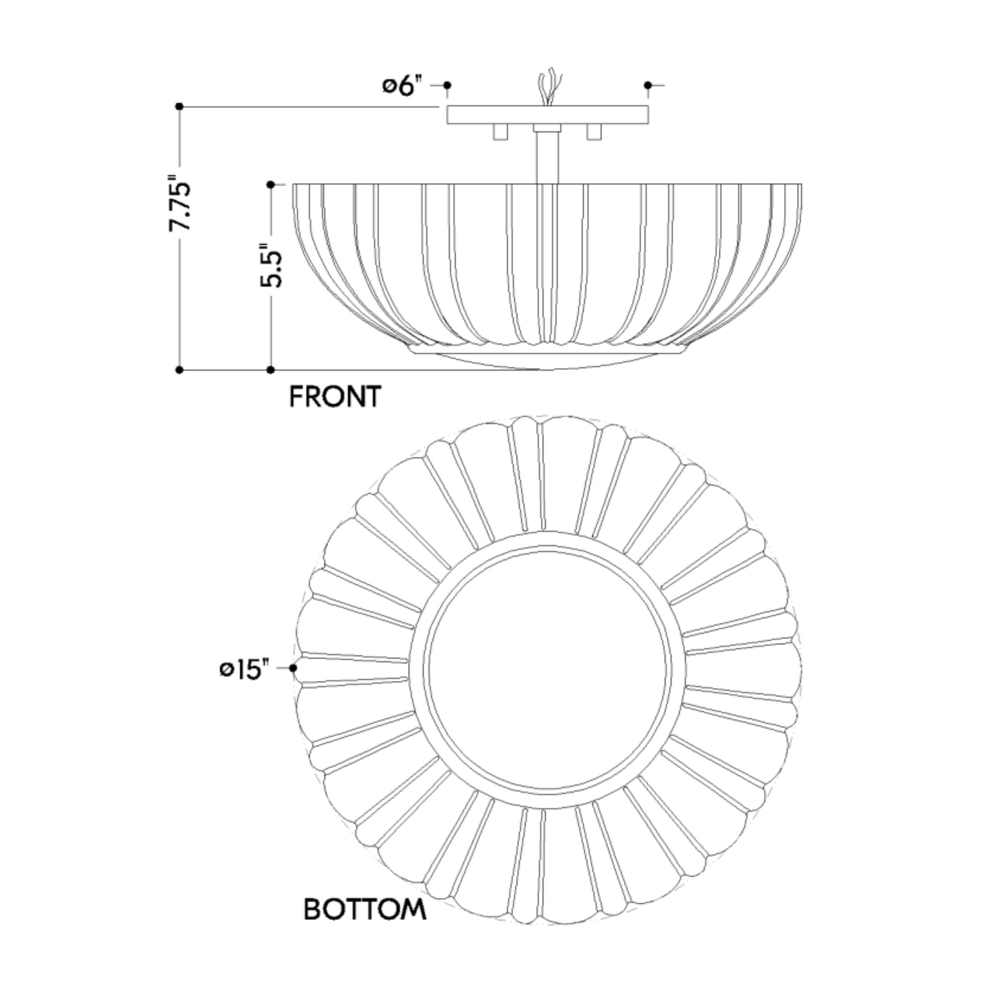 Anne 15" 2-Light Flush Mount, Aged Brass Finish