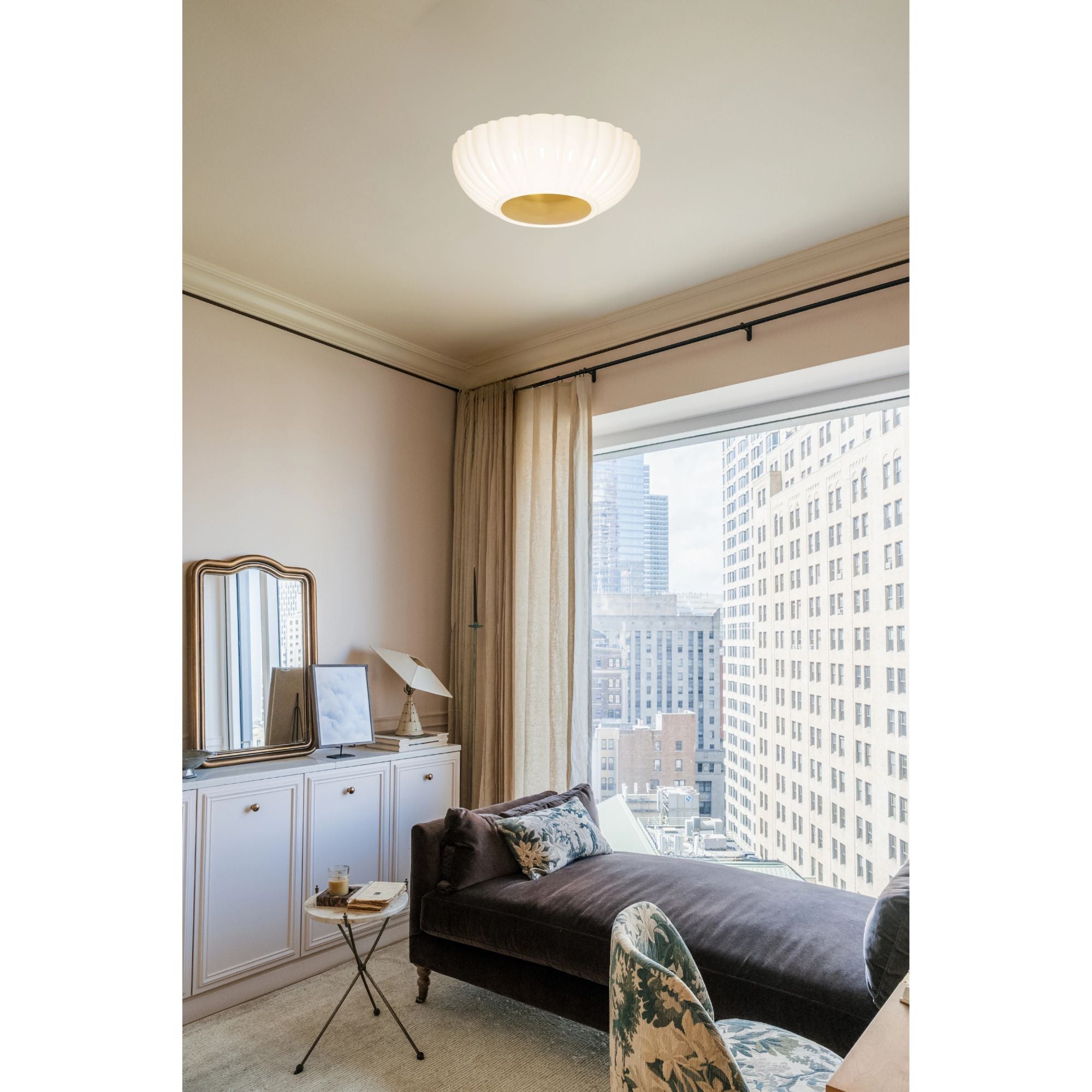 Anne 15" 2-Light Flush Mount, Aged Brass Finish