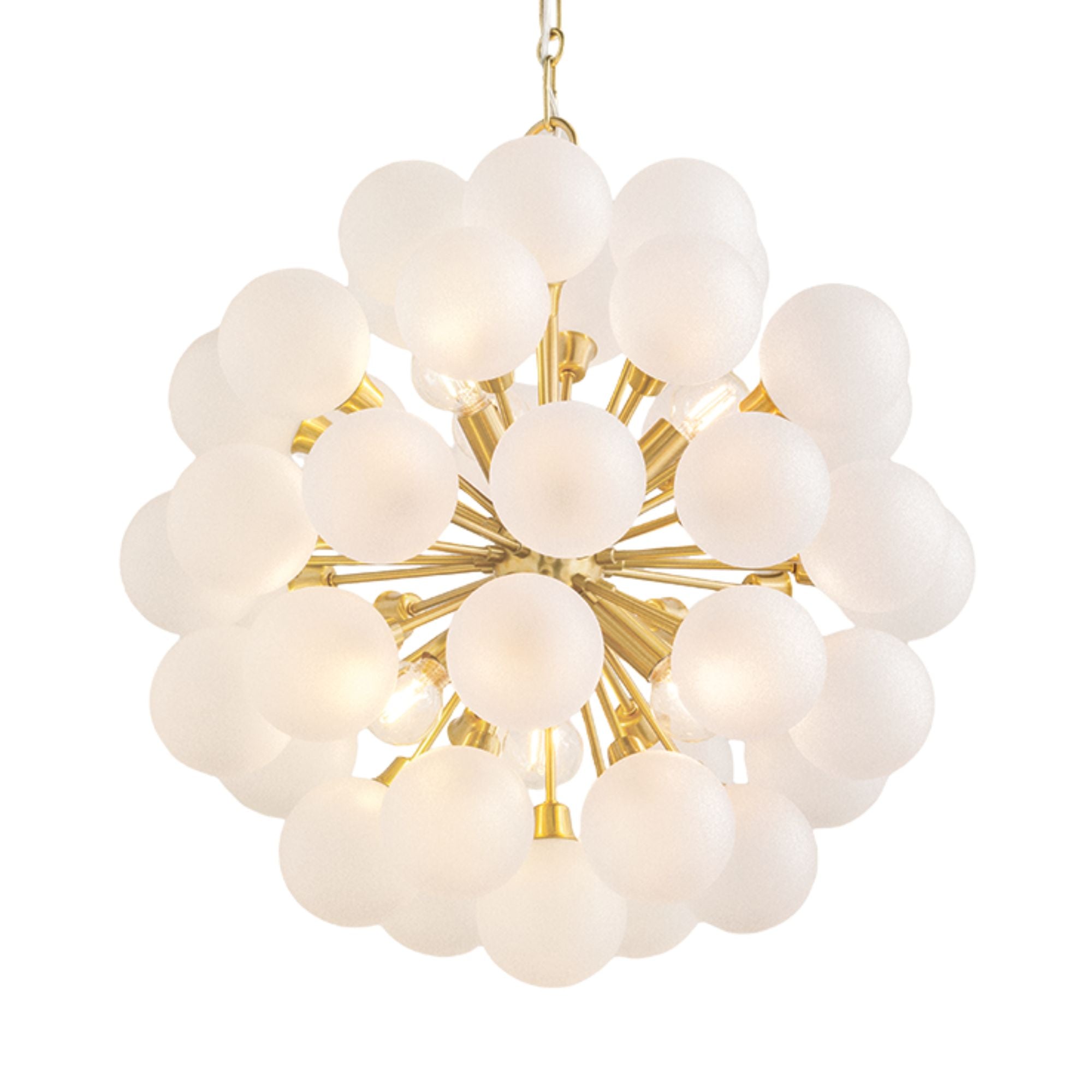 Mitzi Antoneta 21.25" 6-Light Chandelier, Aged Brass with Clear Etched Glass Globes