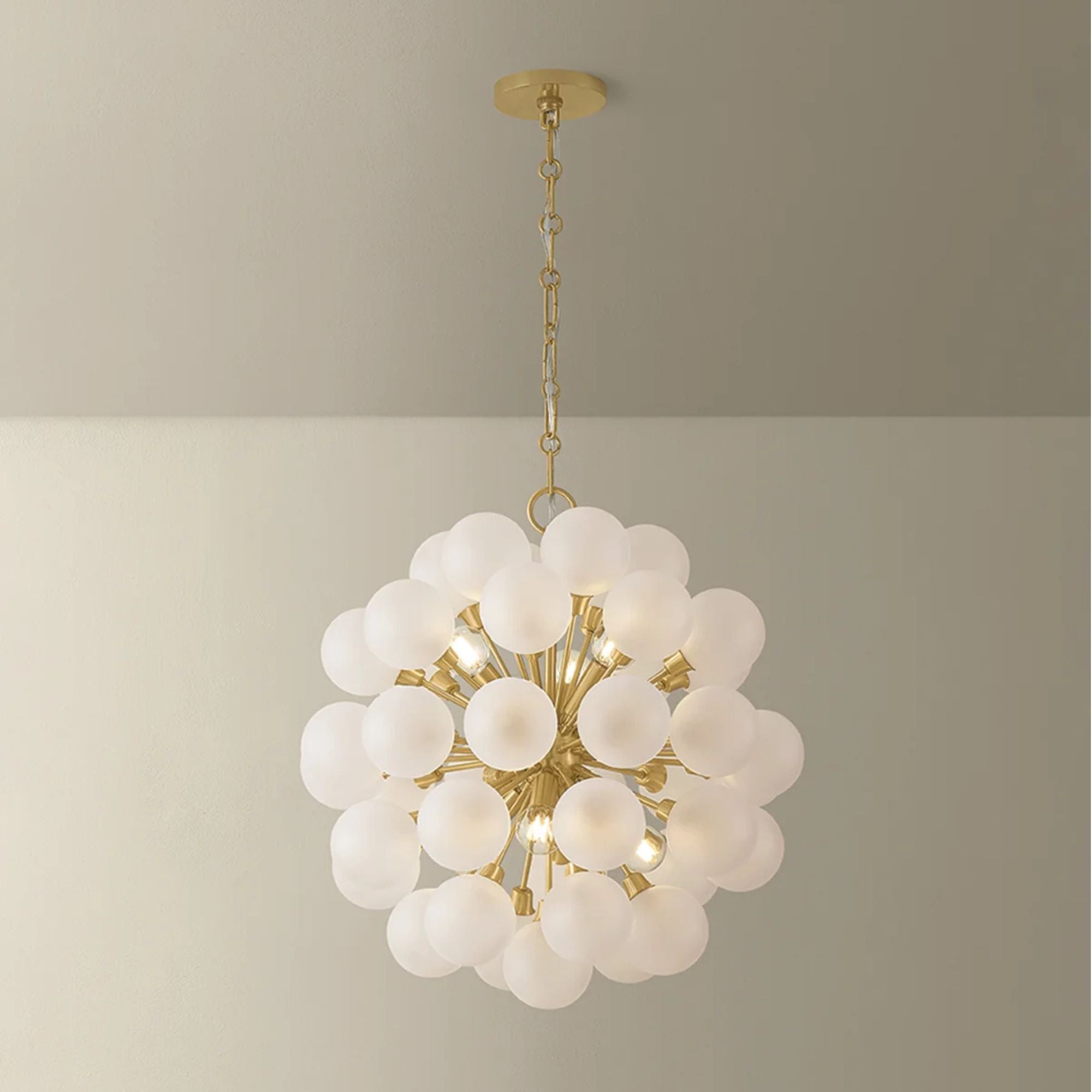 Mitzi Antoneta 21.25" 6-Light Chandelier, Aged Brass with Clear Etched Glass Globes