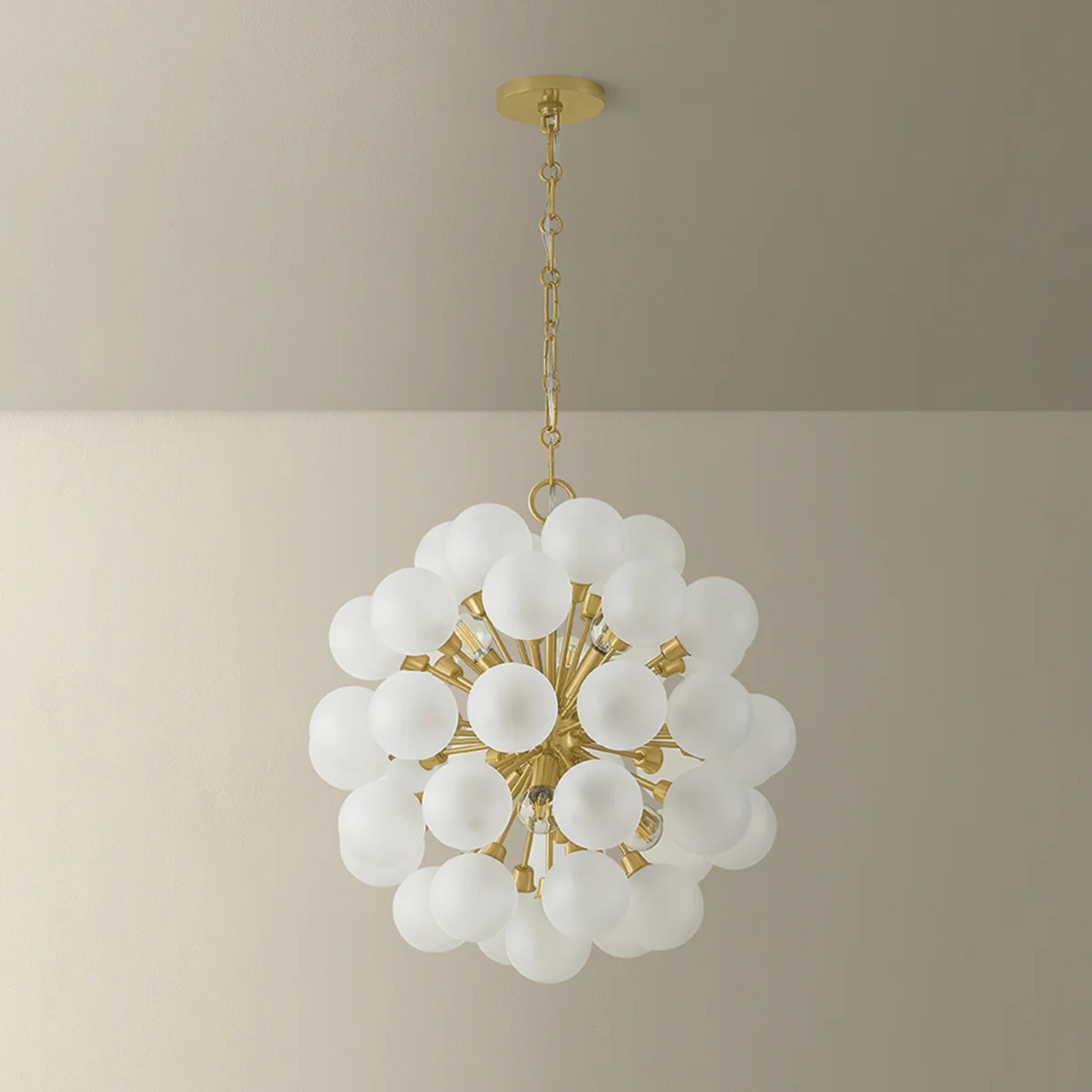 Mitzi Antoneta 21.25" 6-Light Chandelier, Aged Brass with Clear Etched Glass Globes
