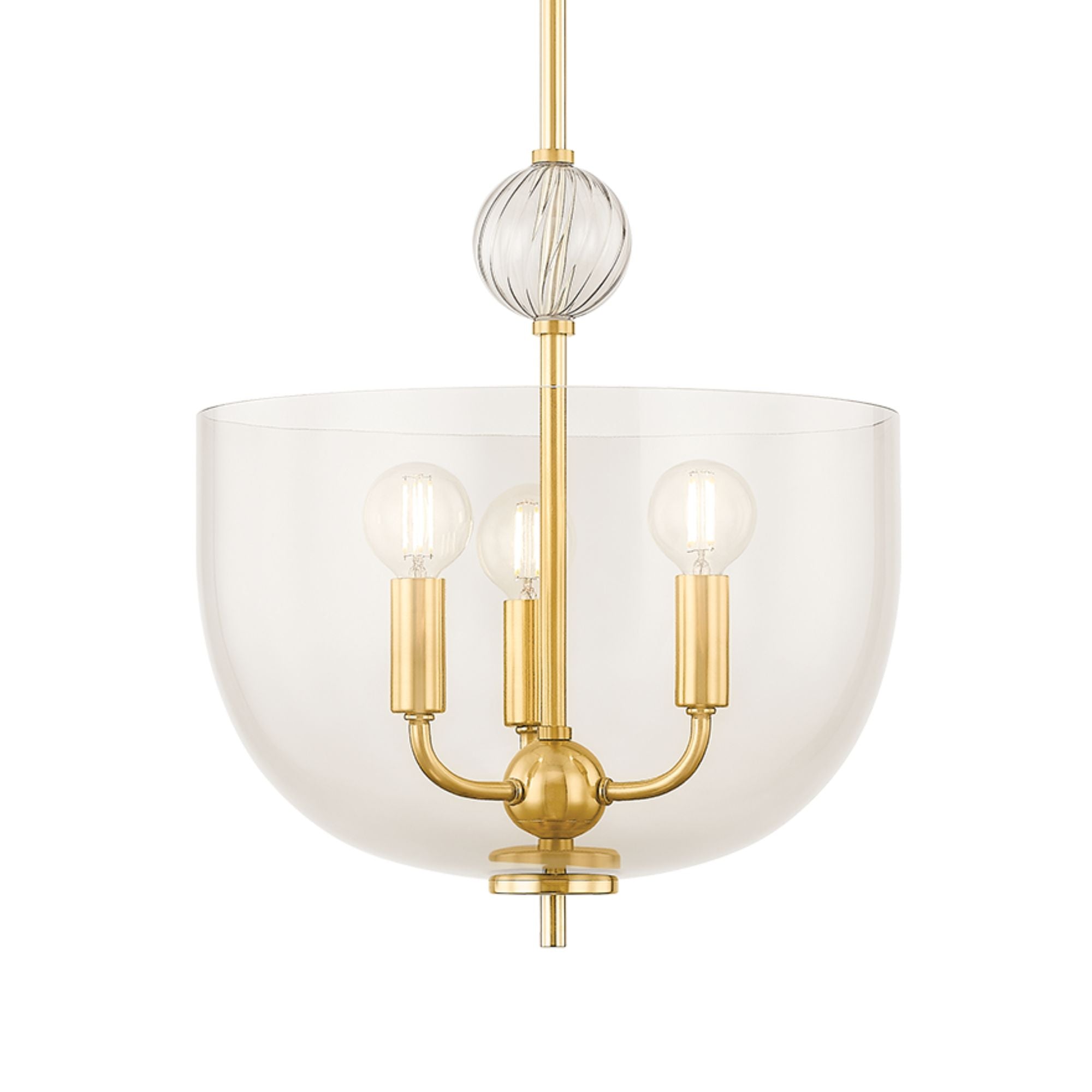 Arianne 14" 3-Light Hangining Lantern, Aged Brass Finish
