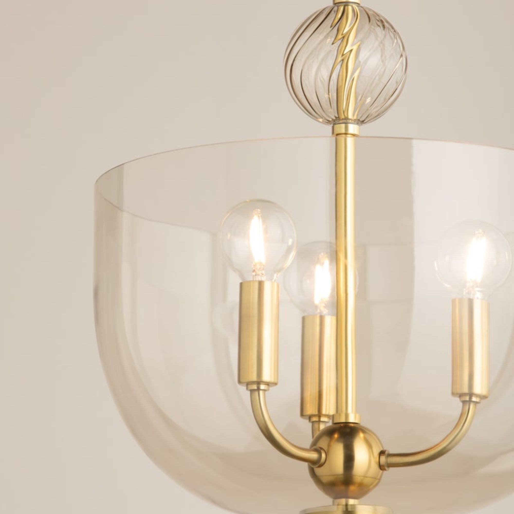 Arianne 14" 3-Light Hangining Lantern, Aged Brass Finish