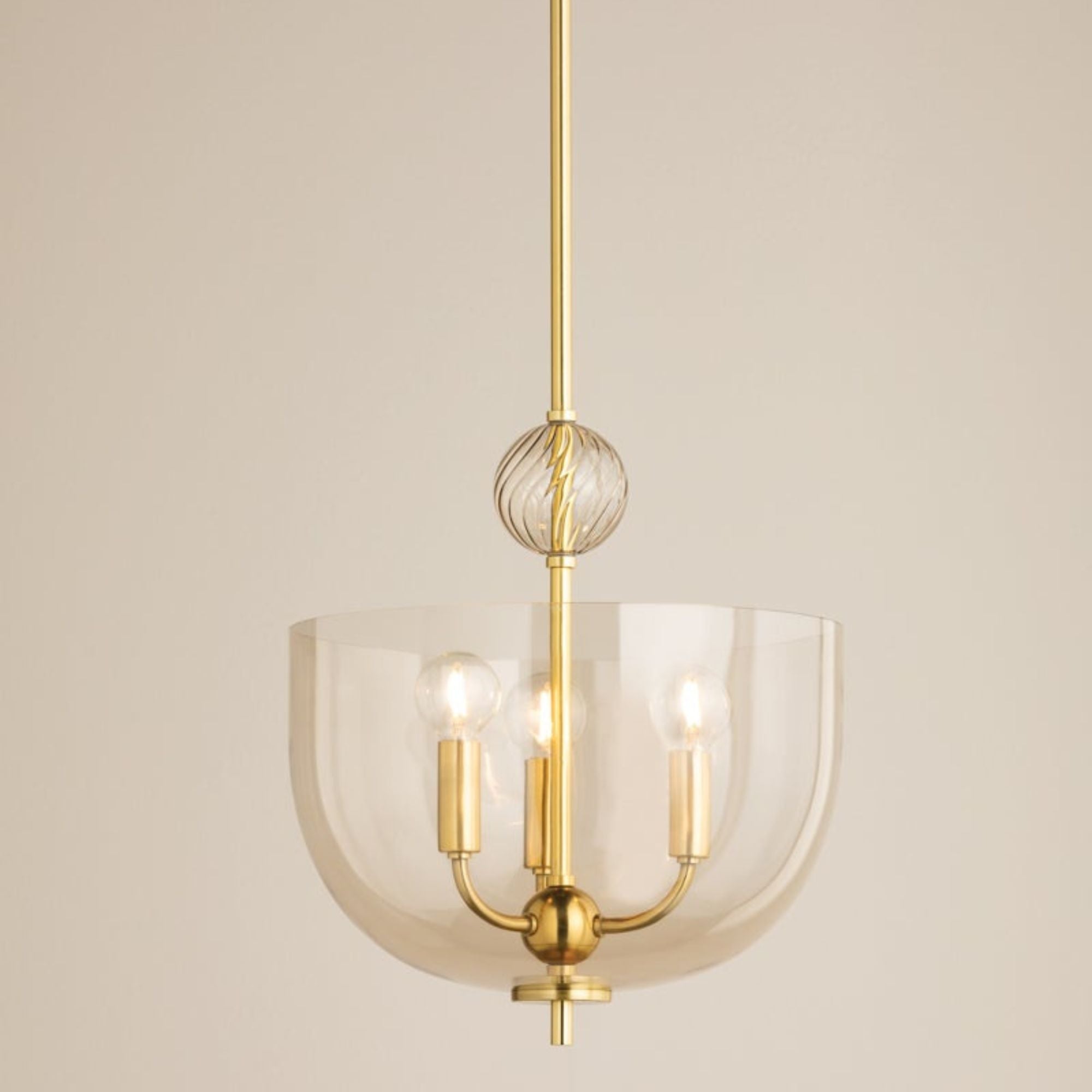 Arianne 14" 3-Light Hangining Lantern, Aged Brass Finish
