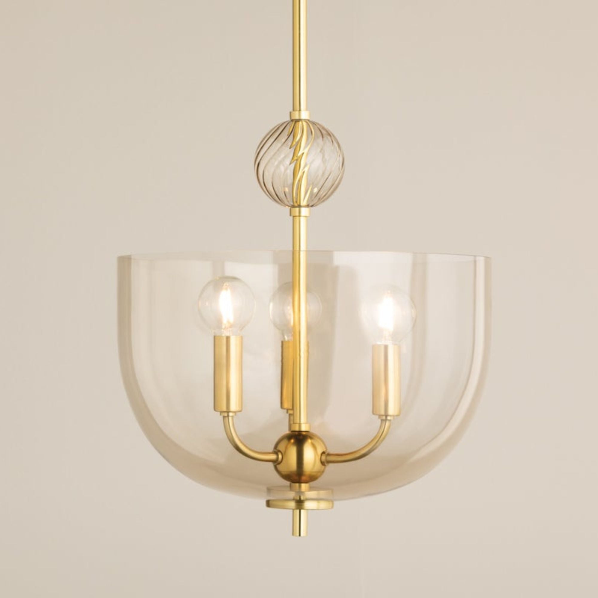 Arianne 14" 3-Light Hangining Lantern, Aged Brass Finish