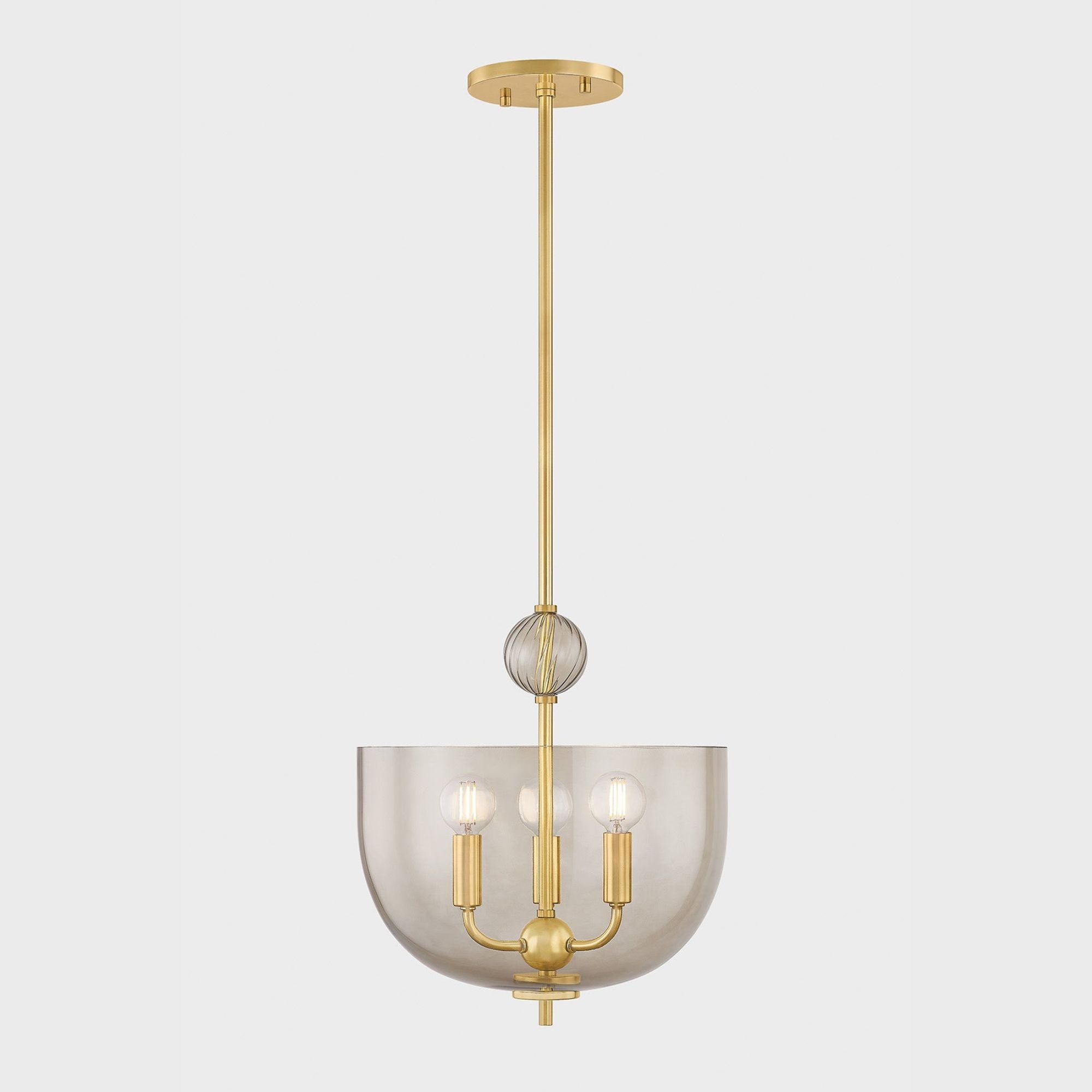 Arianne 14" 3-Light Hangining Lantern, Aged Brass Finish