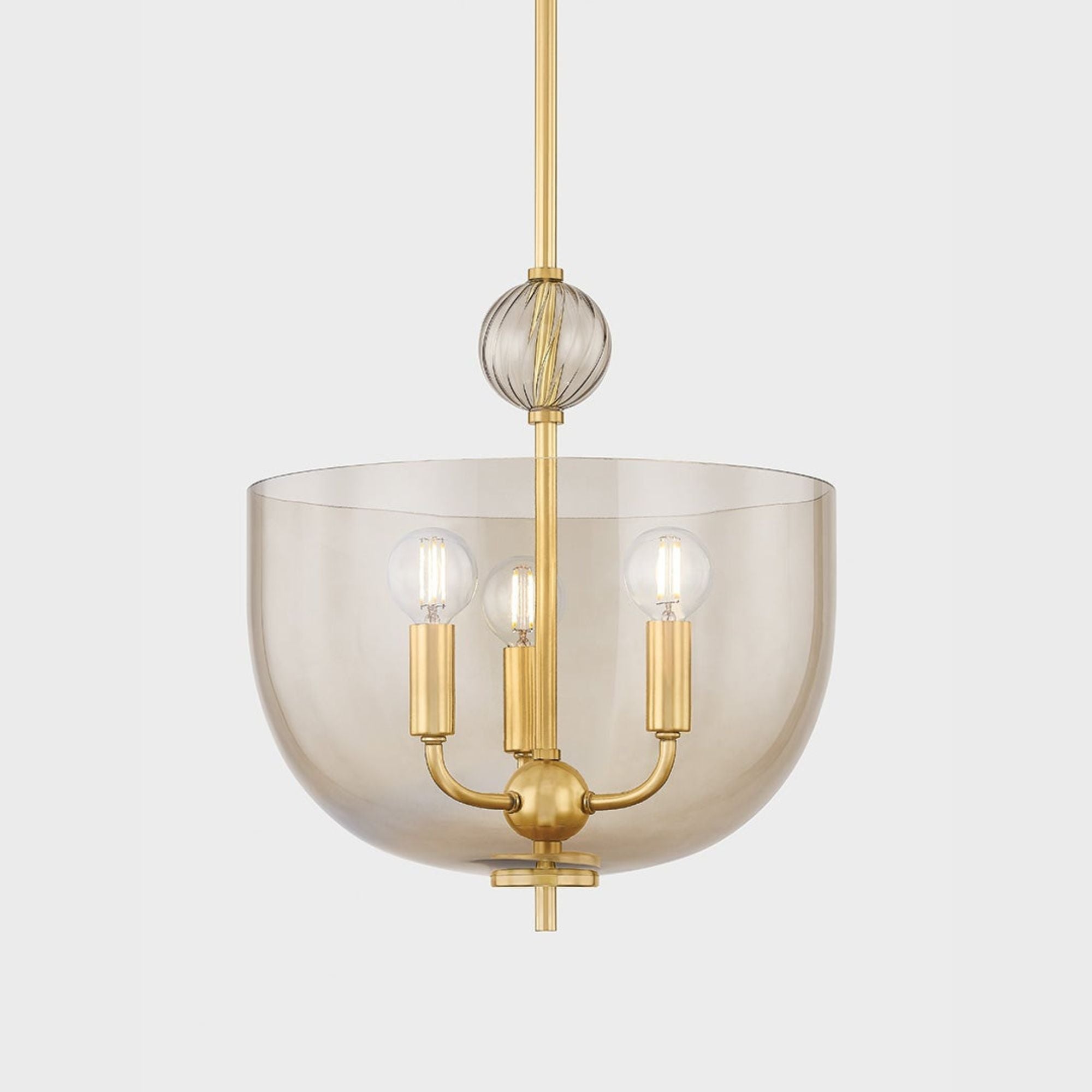Arianne 14" 3-Light Hangining Lantern, Aged Brass Finish