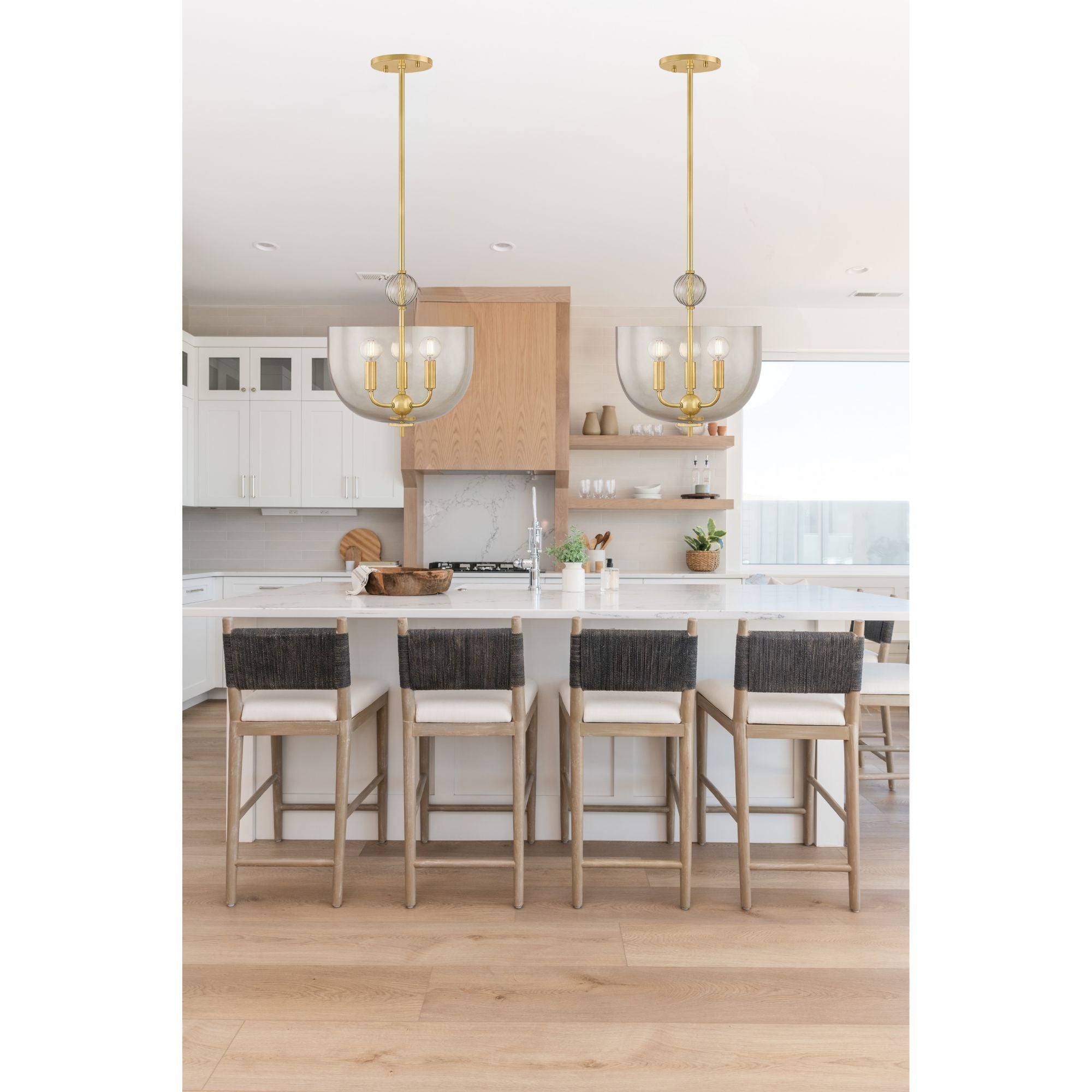 Arianne 14" 3-Light Hangining Lantern, Aged Brass Finish