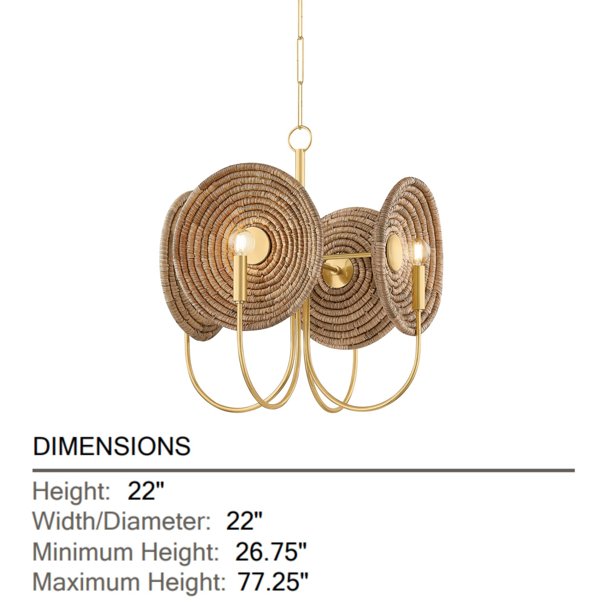 Ashby 22" 4-Light Chandelier, Aged Brass Finish