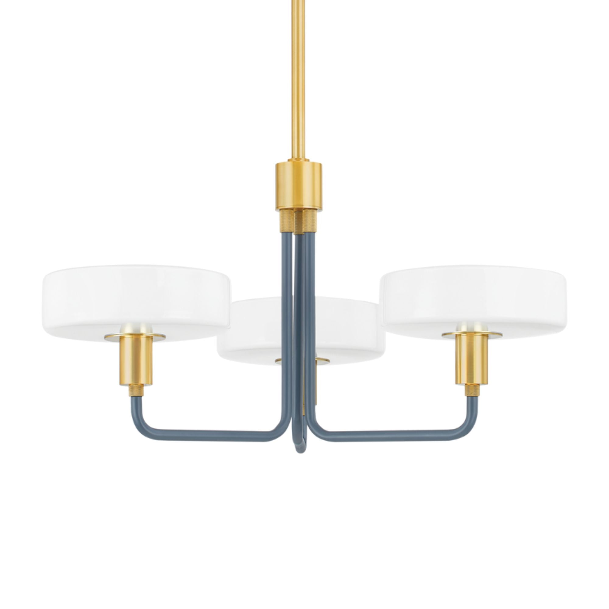 Aston 24" 3-Light Chandelier, Aged Brass/Slate Blue Finish