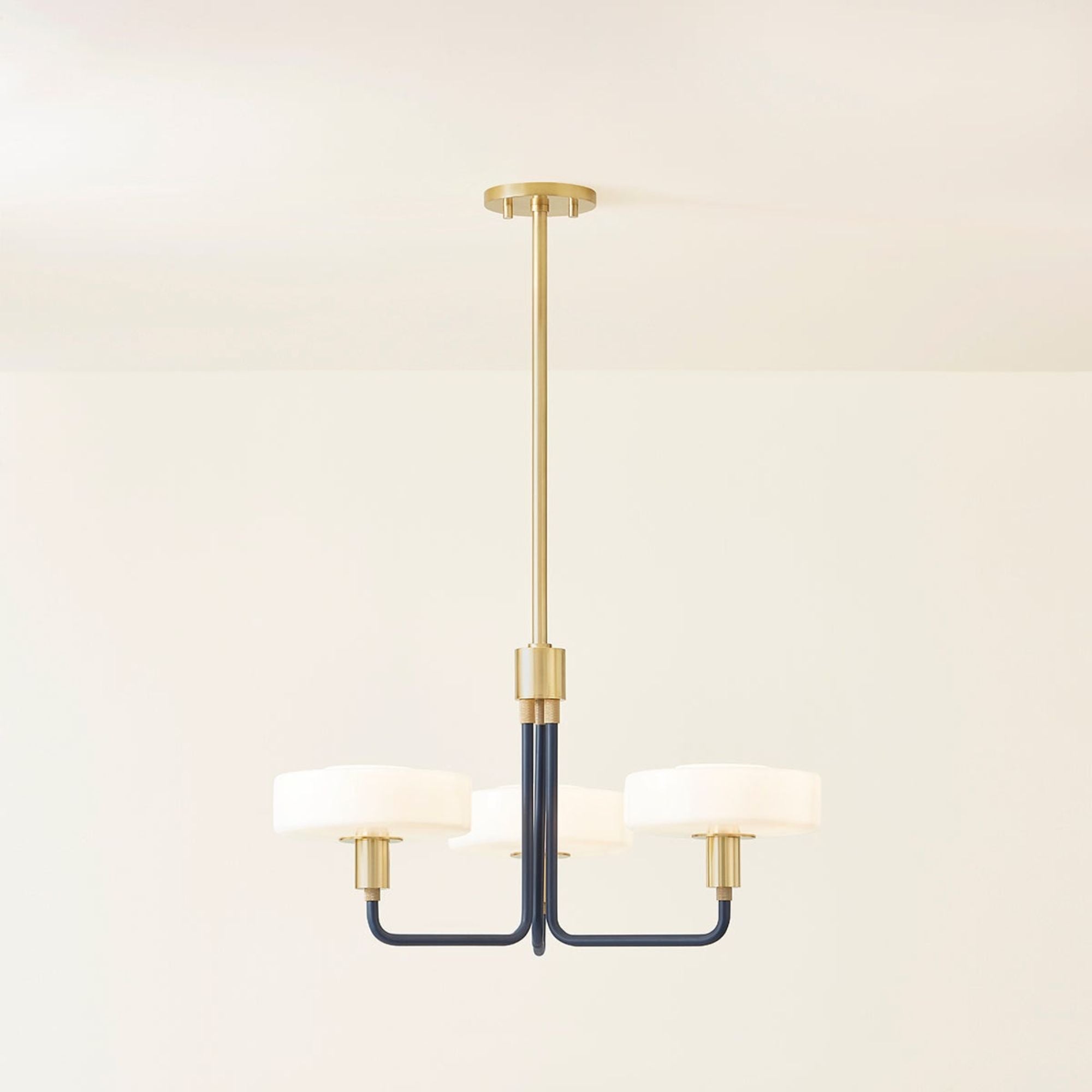 Aston 24" 3-Light Chandelier, Aged Brass/Slate Blue Finish