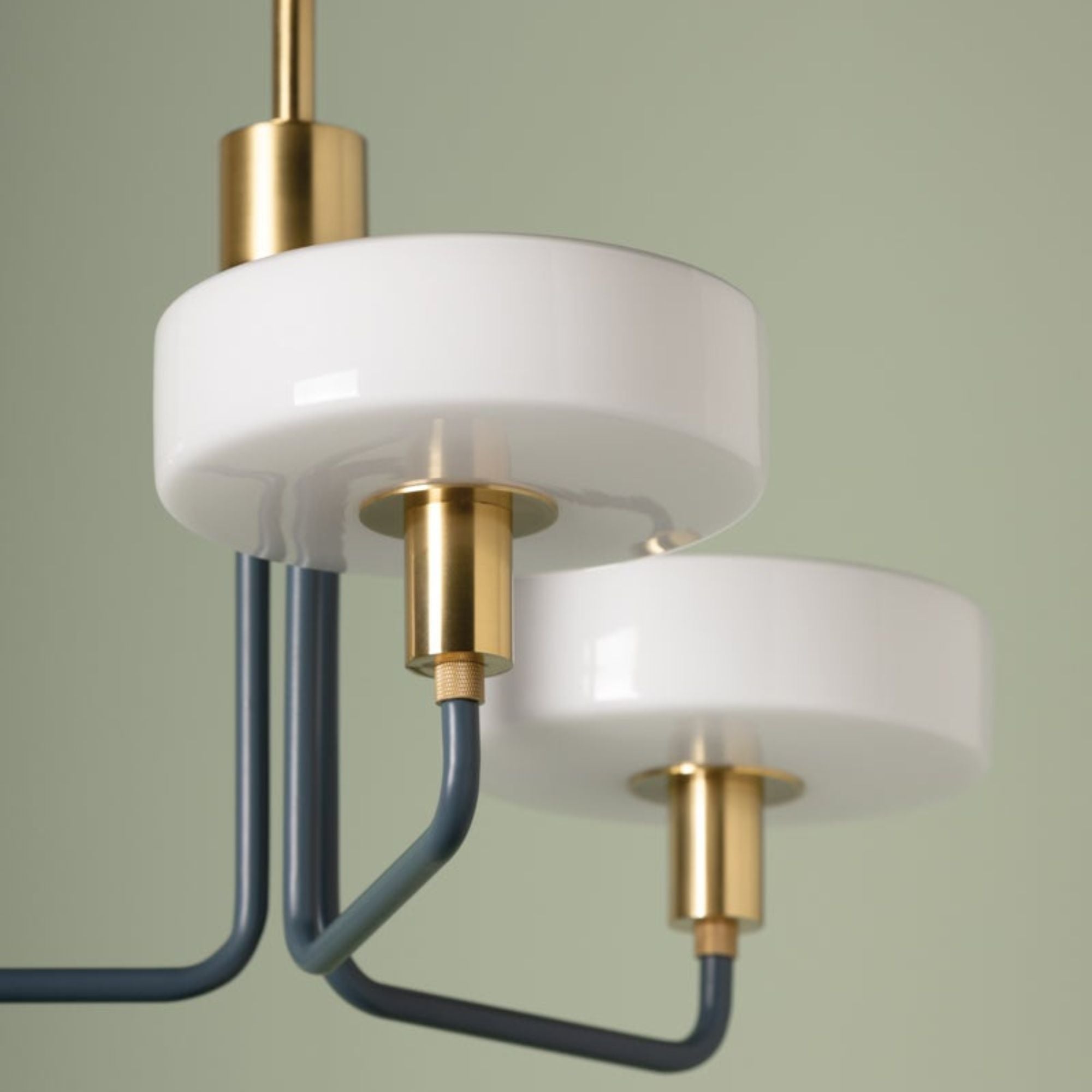Aston 24" 3-Light Chandelier, Aged Brass/Slate Blue Finish