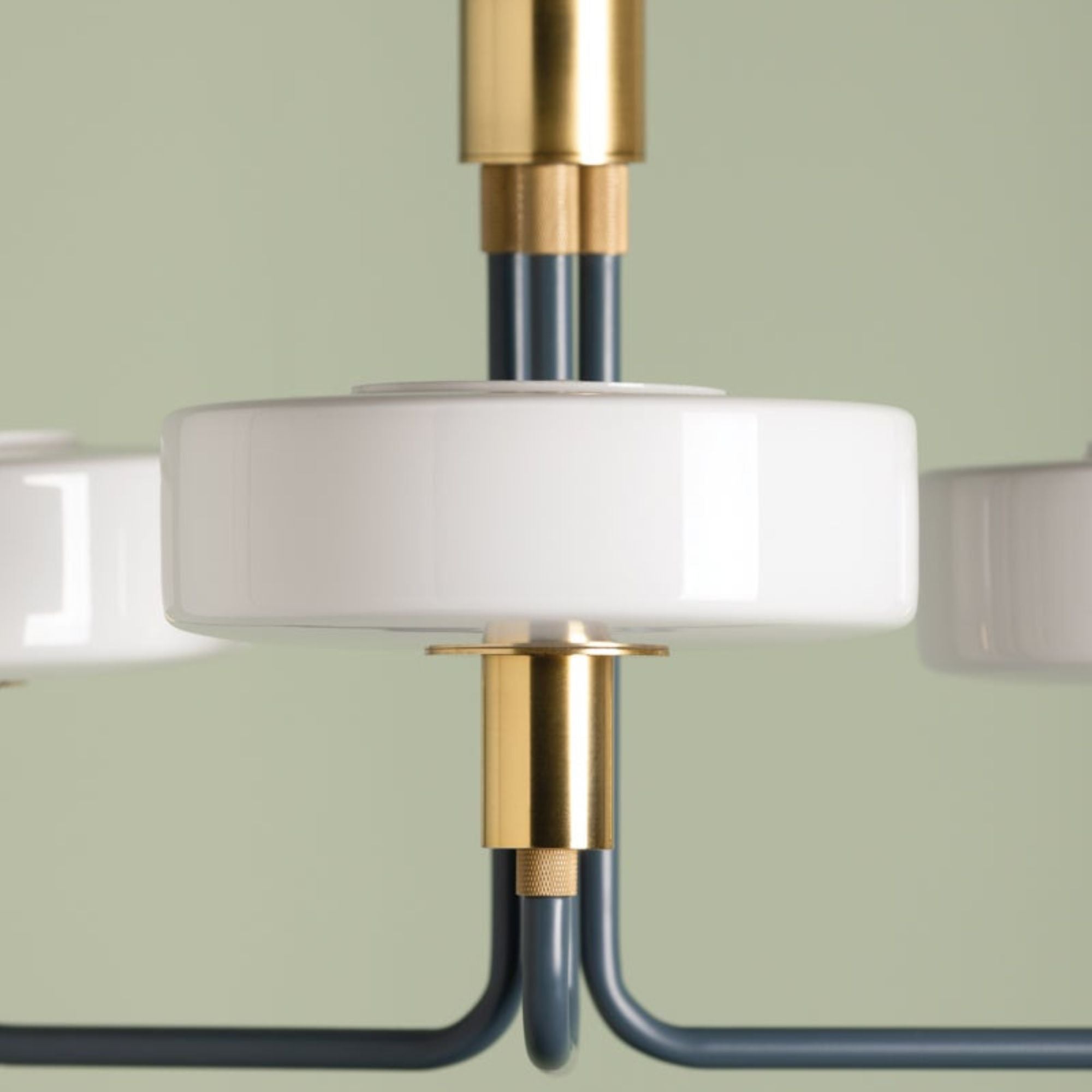 Aston 24" 3-Light Chandelier, Aged Brass/Slate Blue Finish