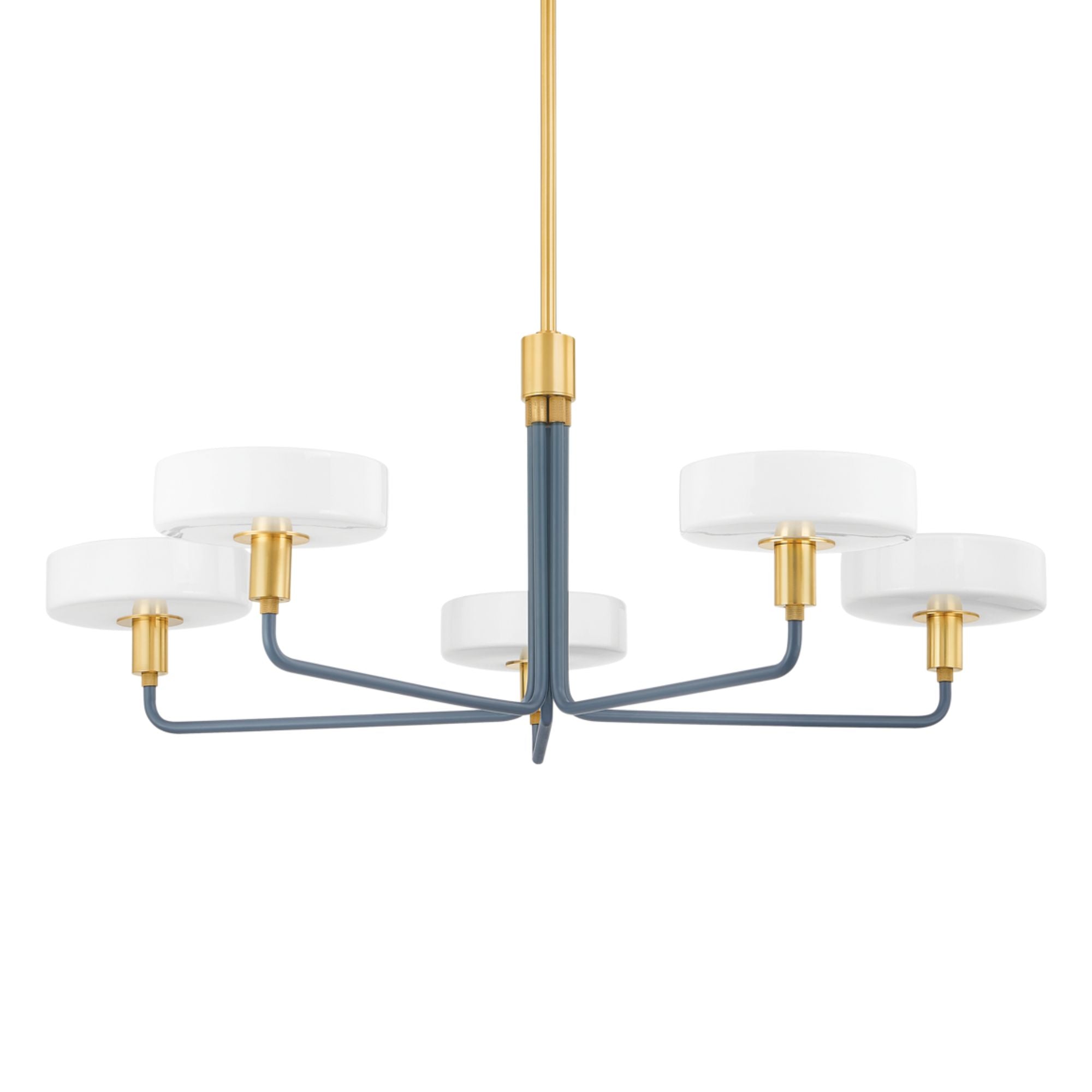 Aston 39" 5-Light Chandelier, Aged Brass/Slate Blue Finish