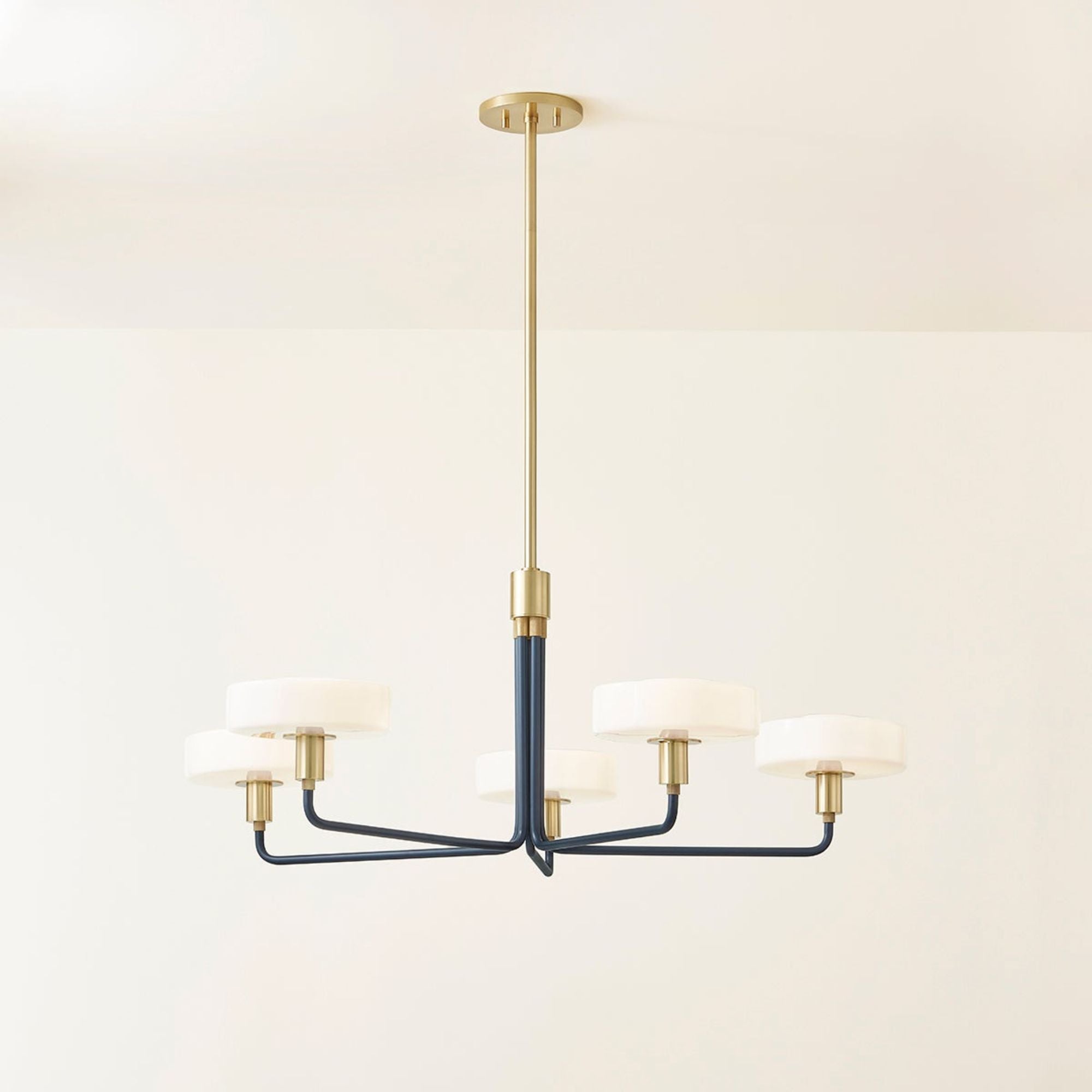 Aston 39" 5-Light Chandelier, Aged Brass/Slate Blue Finish