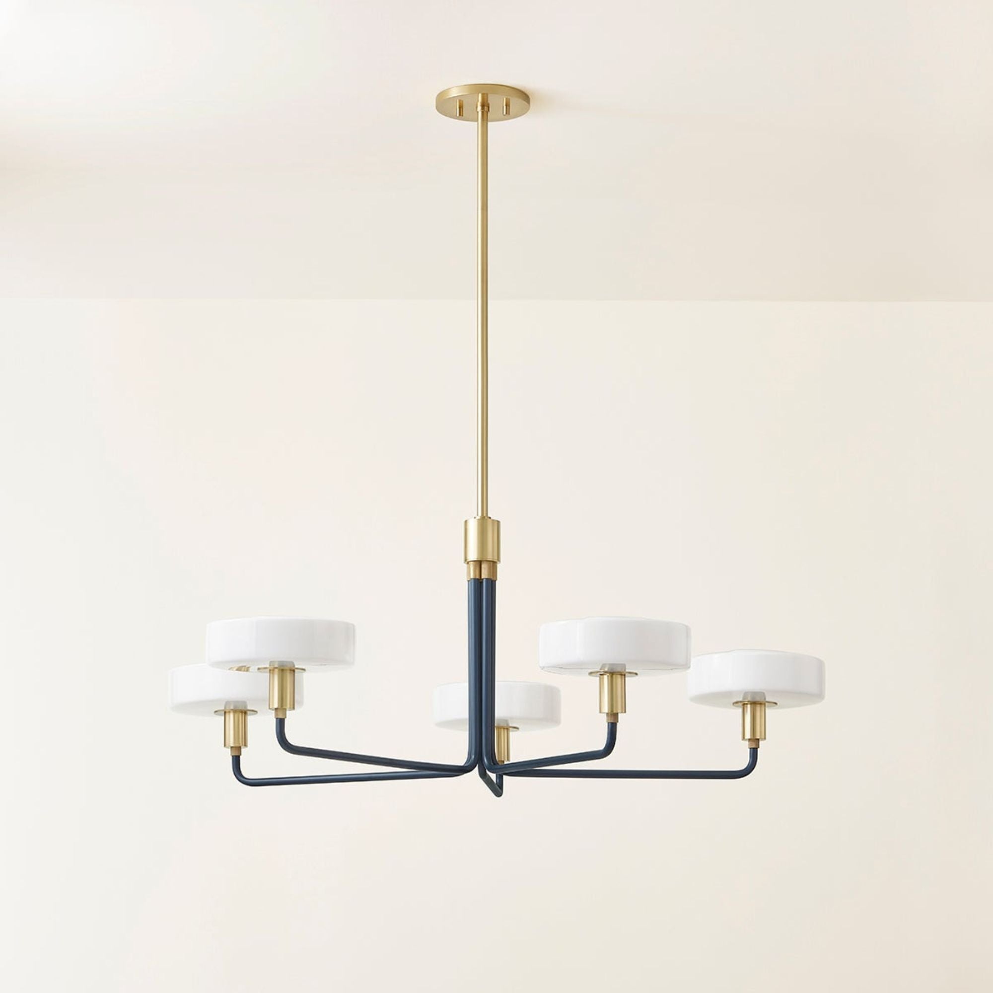 Aston 39" 5-Light Chandelier, Aged Brass/Slate Blue Finish