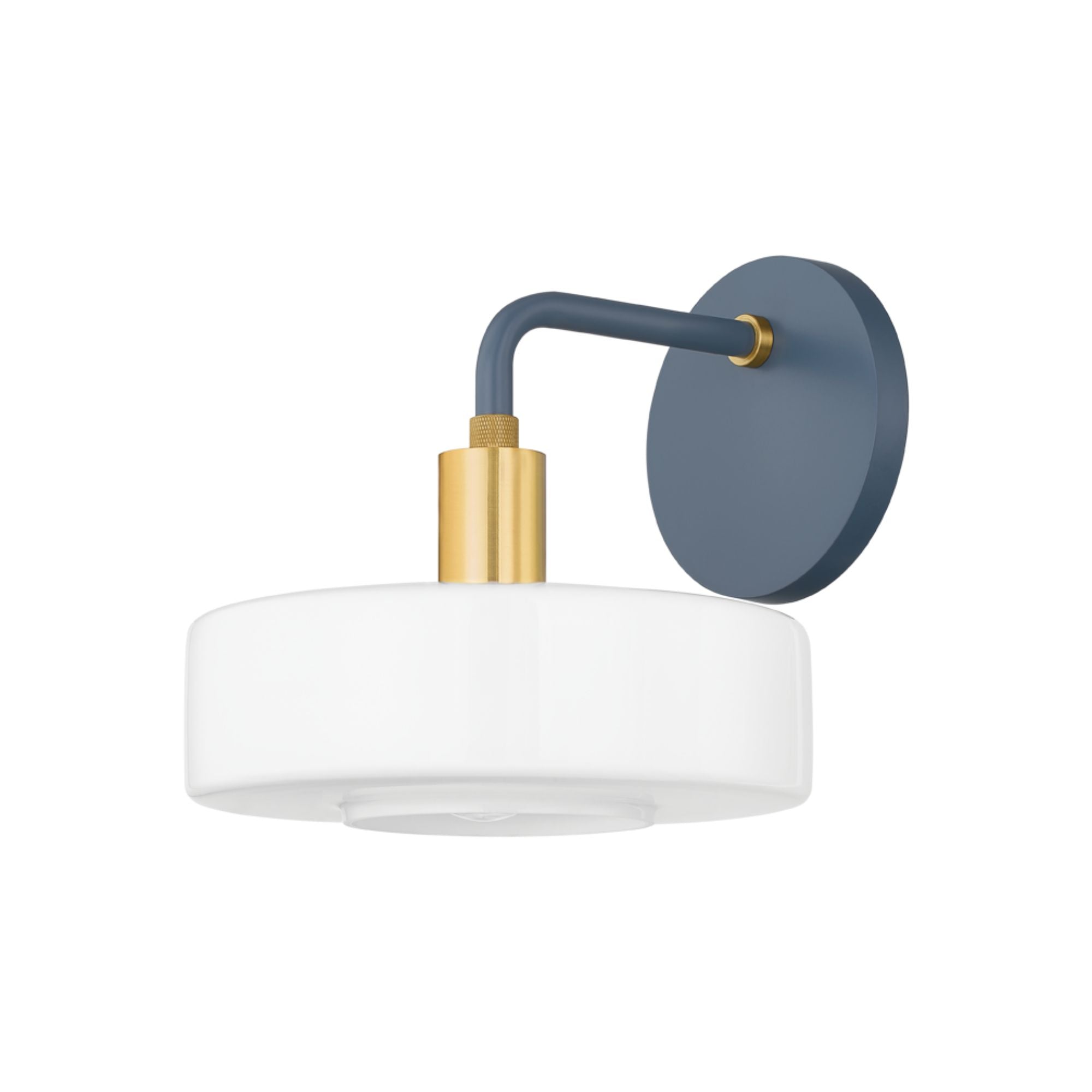 Aston 8" Wall Sconce, Aged Brass/Slate Blue Finish