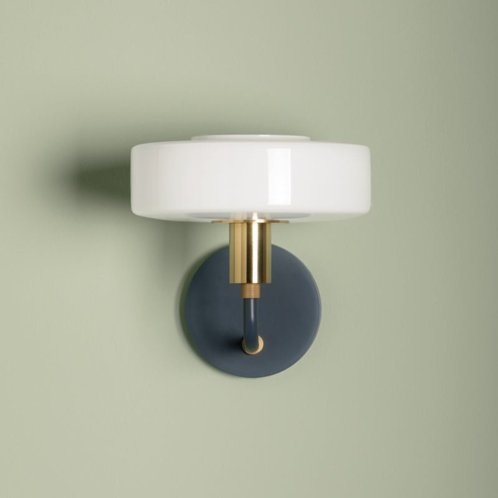 Aston 8" Wall Sconce, Aged Brass/Slate Blue Finish