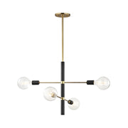 Astrid 24" 4-Light Chandelier, Aged Brass/Black Finish
