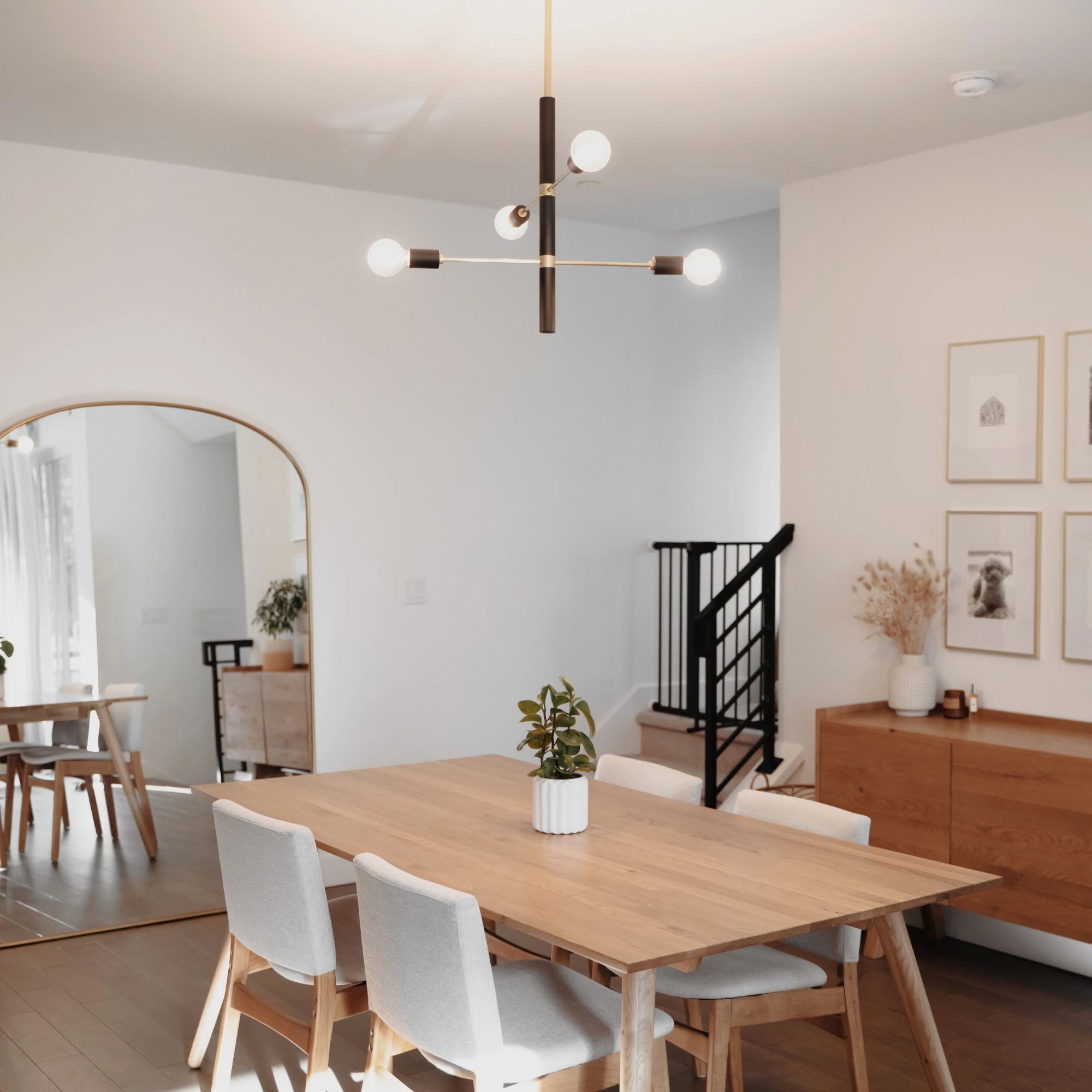 Astrid 24" 4-Light Chandelier, Aged Brass/Black Finish