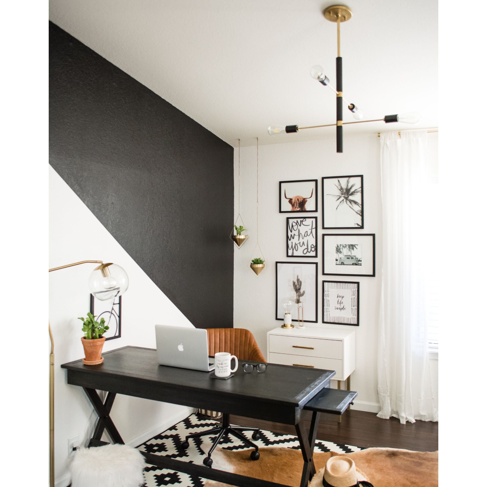 Astrid 24" 4-Light Chandelier, Aged Brass/Black Finish