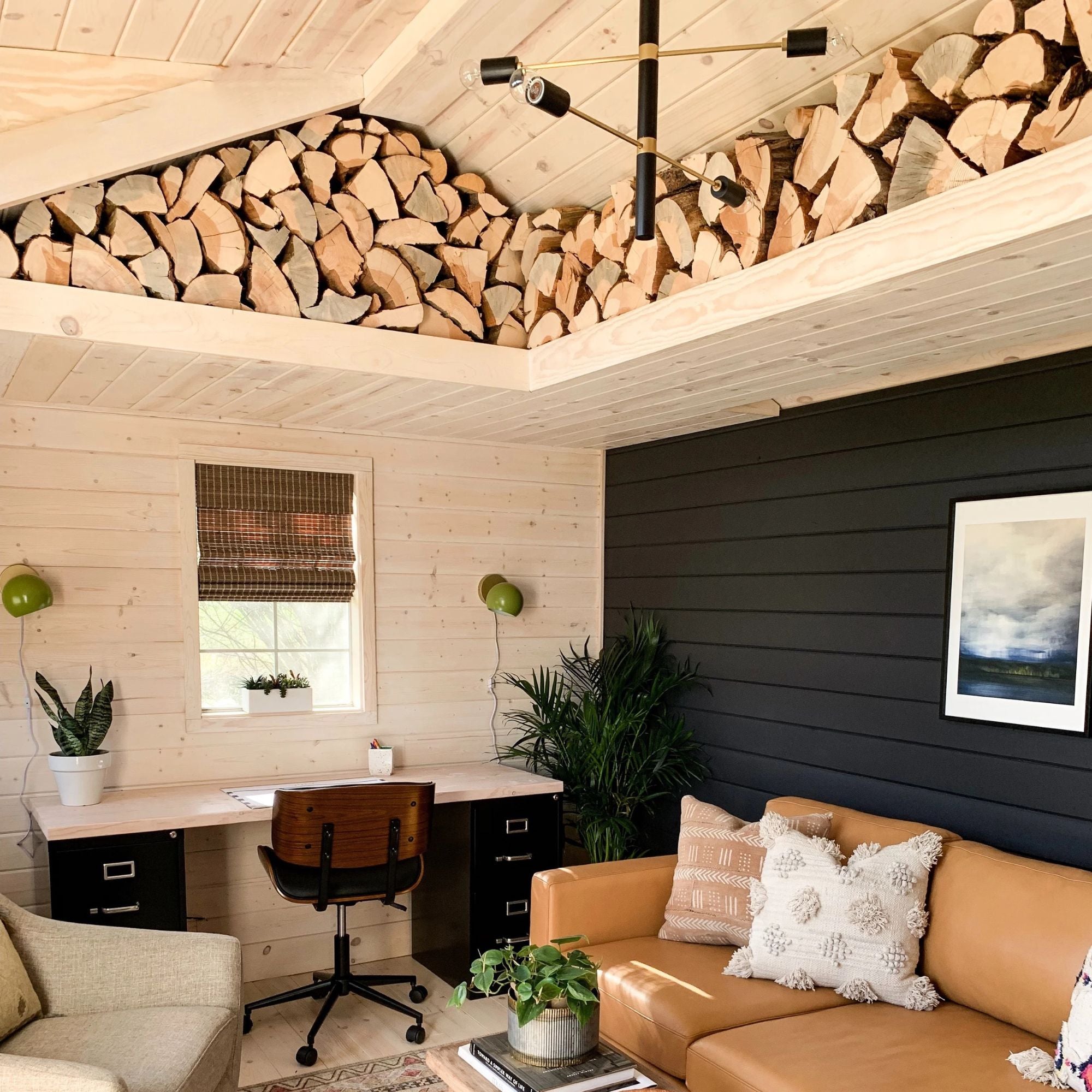 Astrid 24" 4-Light Chandelier, Aged Brass/Black Finish