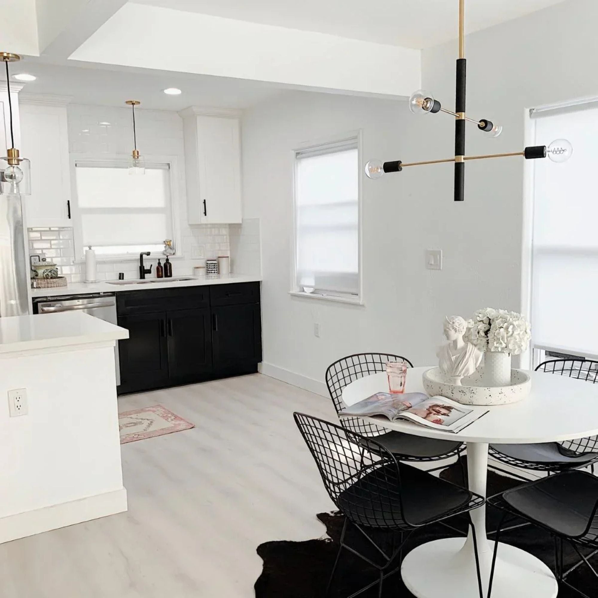 Astrid 24" 4-Light Chandelier, Aged Brass/Black Finish