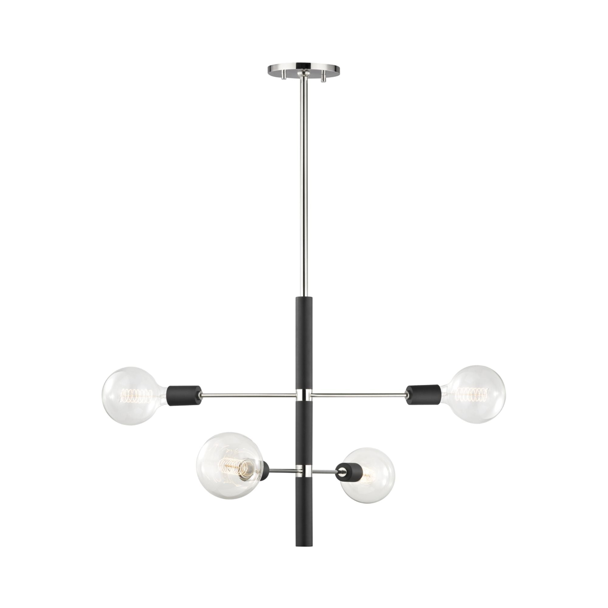 Astrid 24" 4-Light Chandelier, Polished Nickel/Black Finish