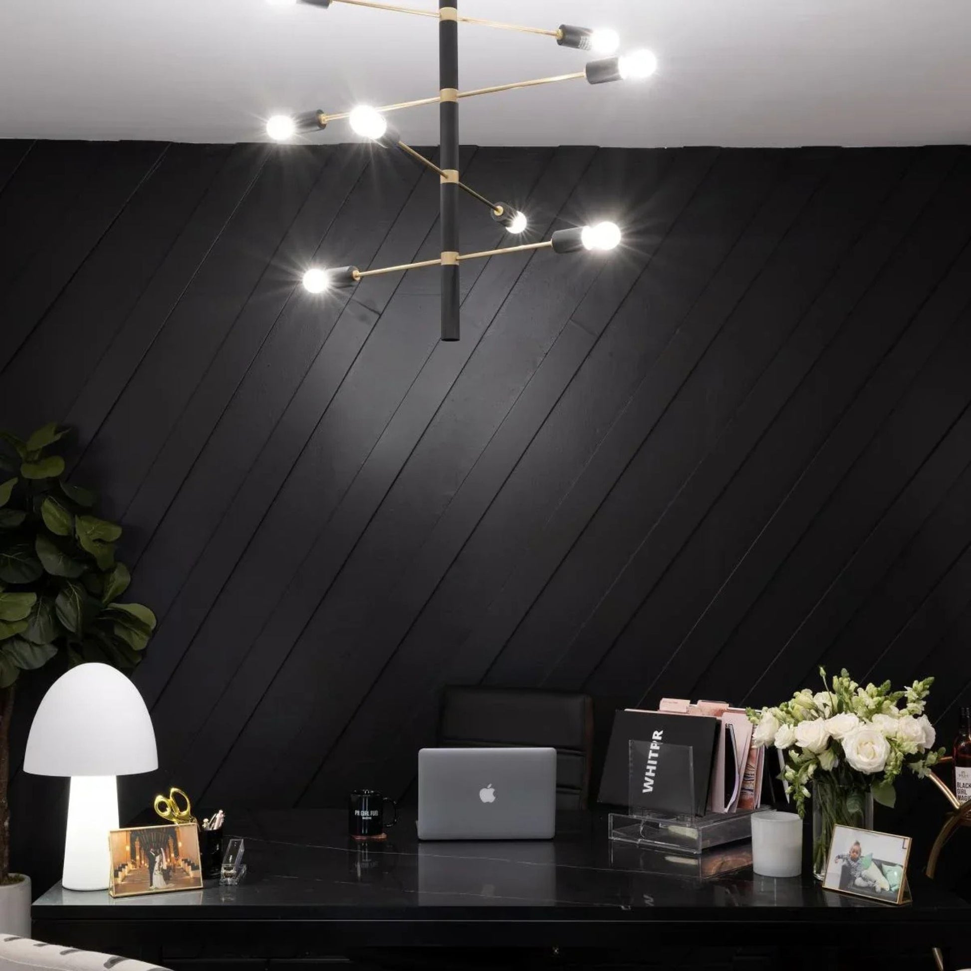 Mitzi - Astrid 32" 8-Light Chandelier, Aged Brass/Black Finish | Bees Lighting