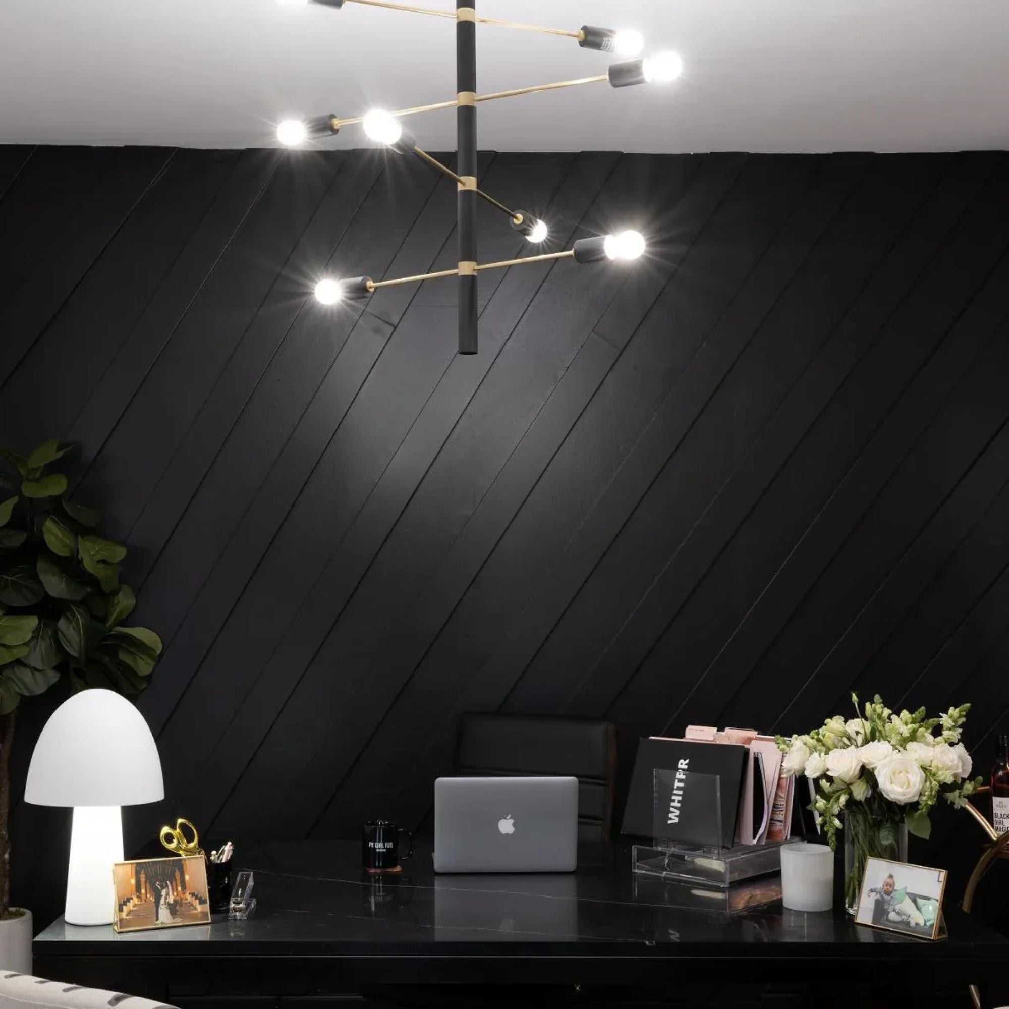 Astrid 32" 8-Light Chandelier, Aged Brass/Black Finish