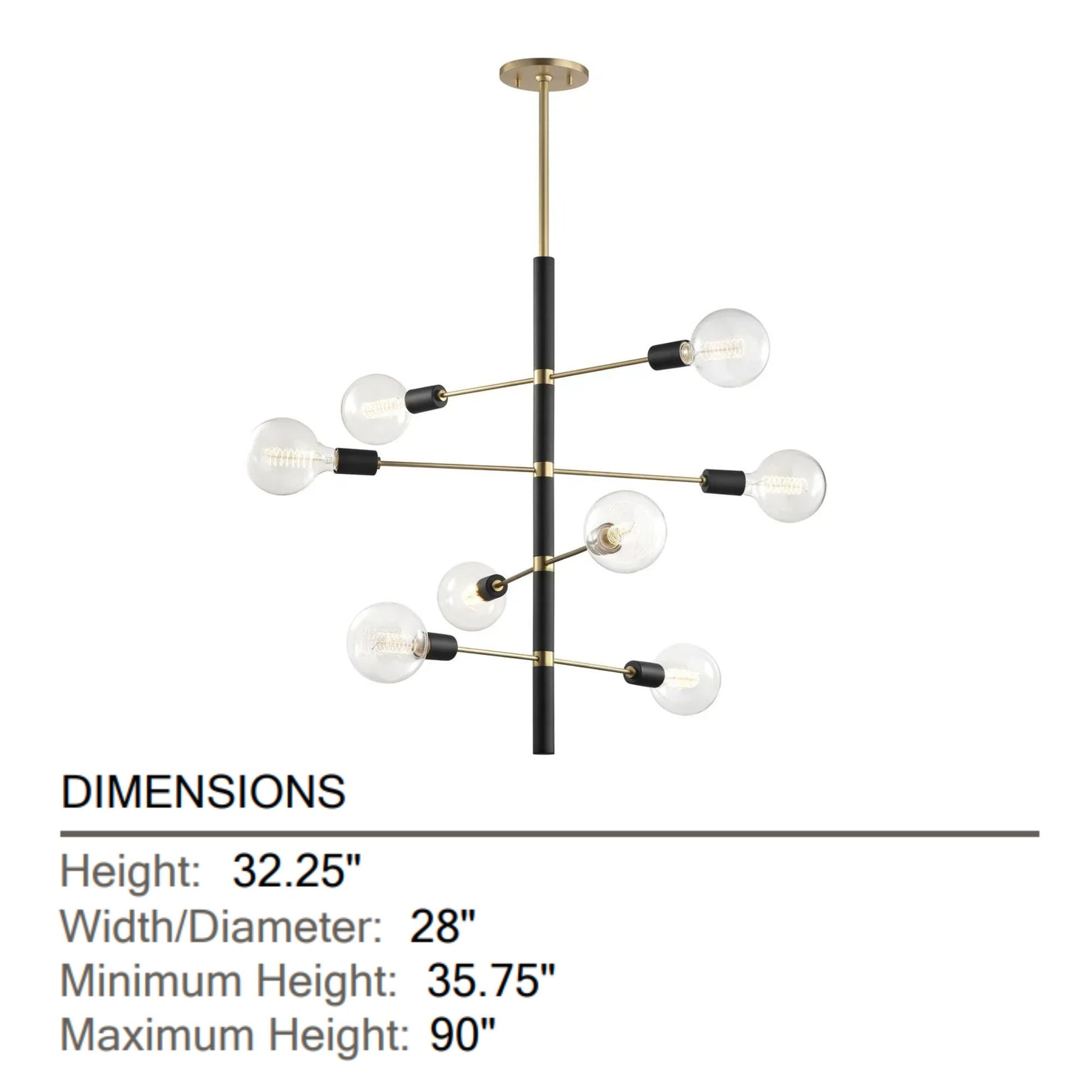 Mitzi - Astrid 32" 8-Light Chandelier, Aged Brass/Black Finish | Bees Lighting