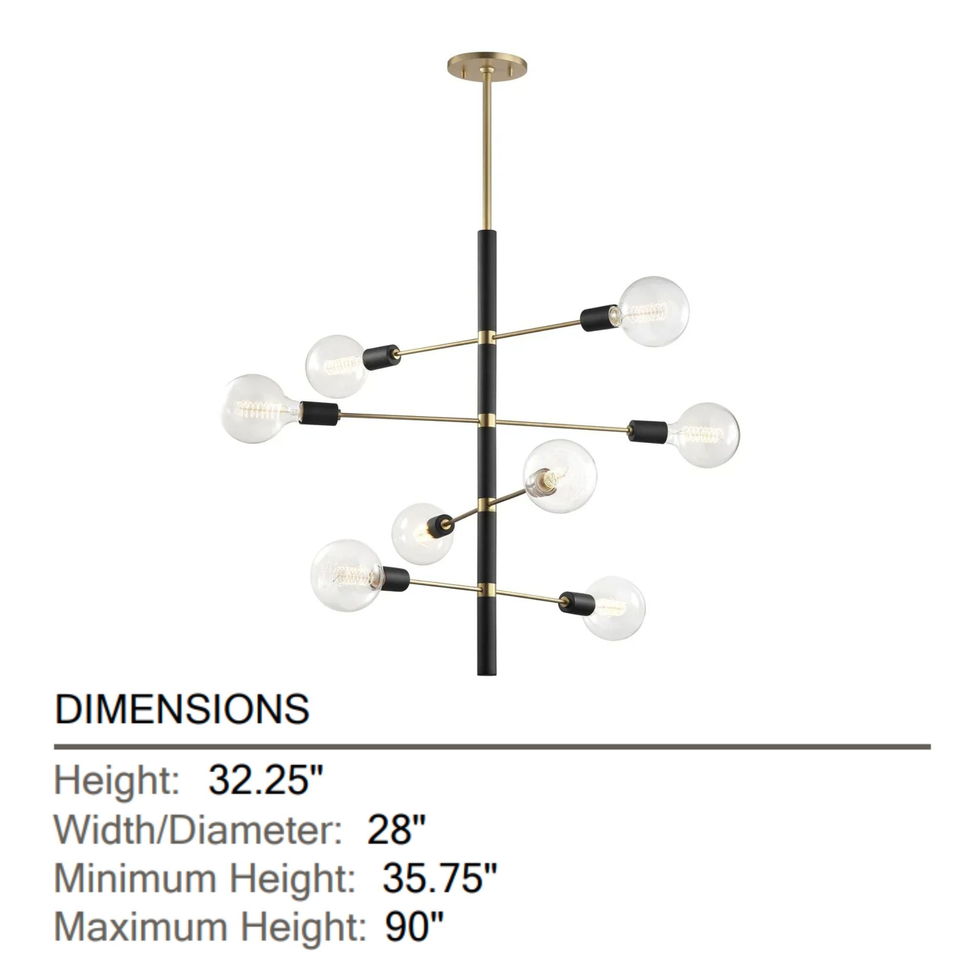 Mitzi - Astrid 32" 8-Light Chandelier, Aged Brass/Black Finish | Bees Lighting
