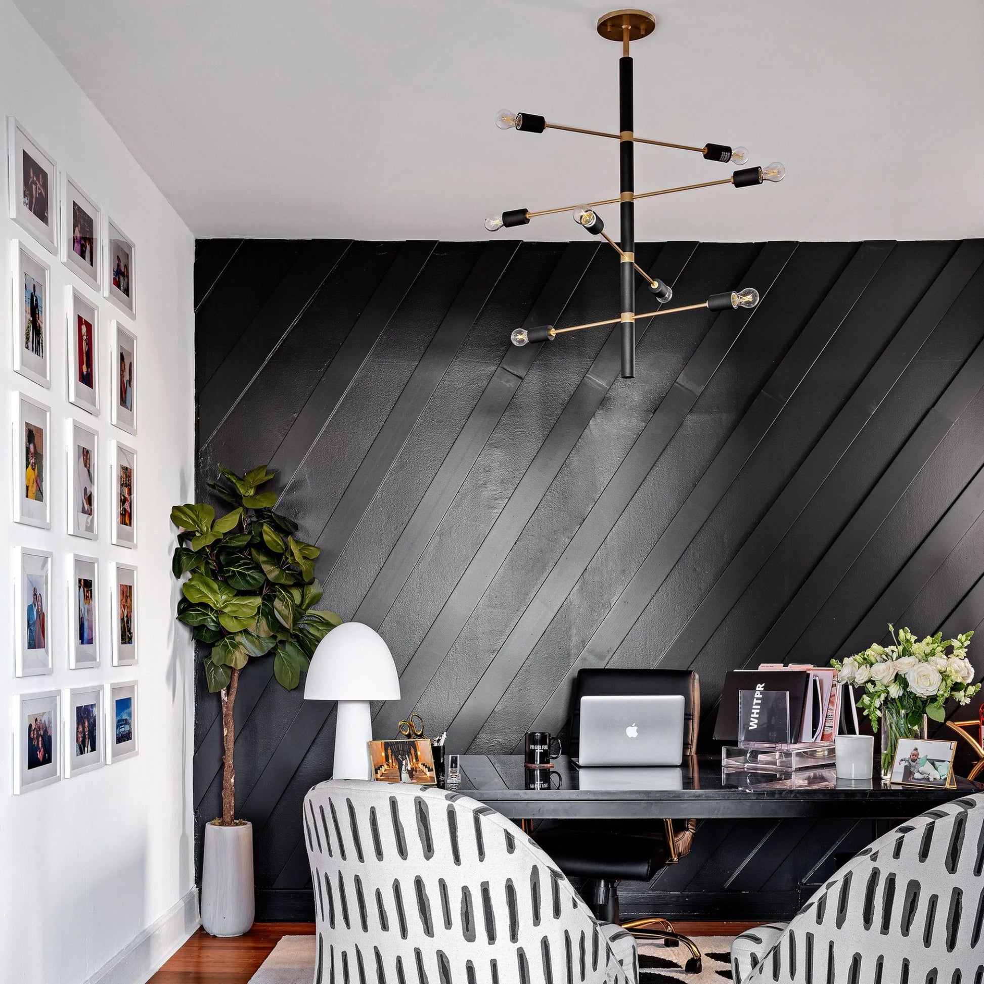 Mitzi - Astrid 32" 8-Light Chandelier, Aged Brass/Black Finish | Bees Lighting