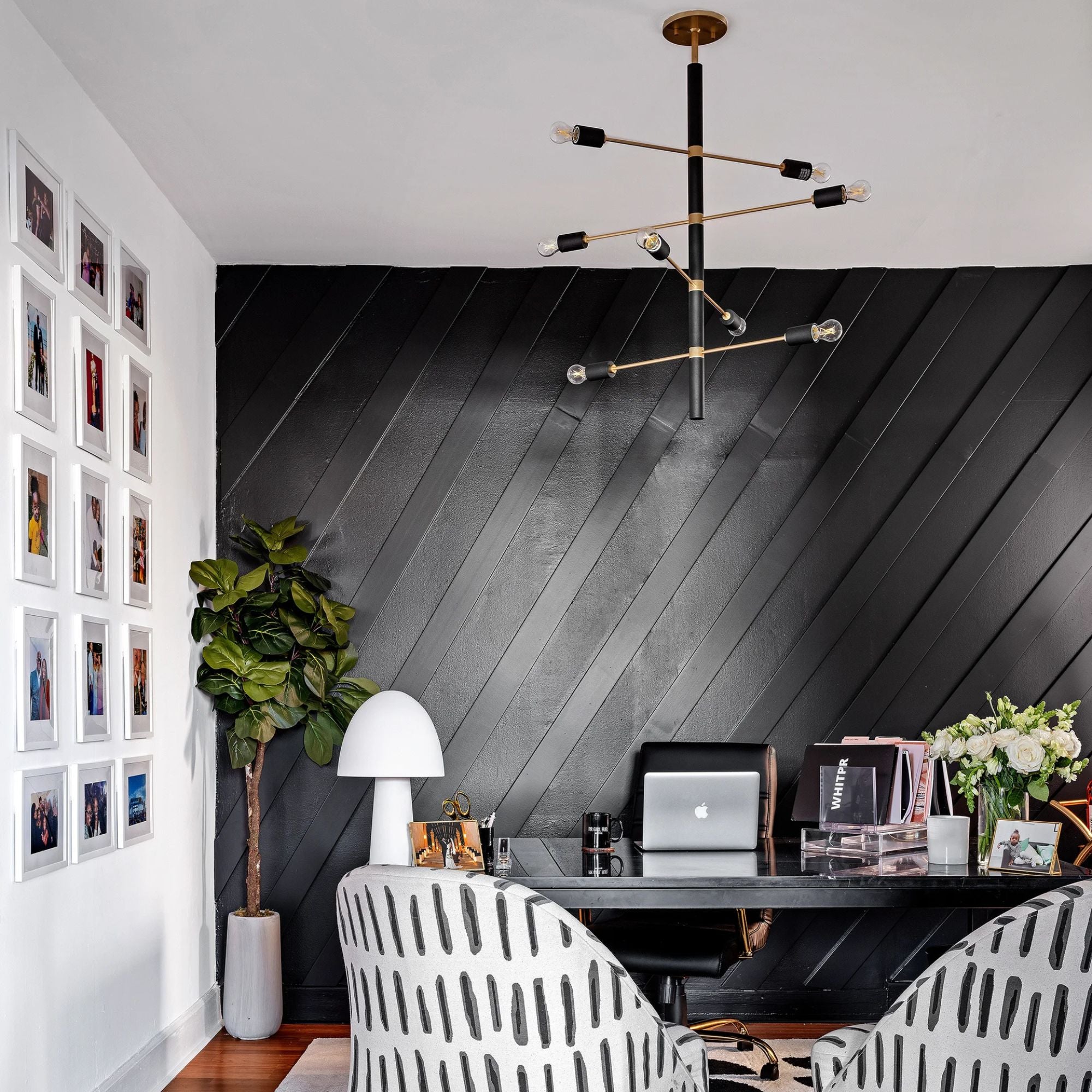 Mitzi - Astrid 32" 8-Light Chandelier, Aged Brass/Black Finish | Bees Lighting