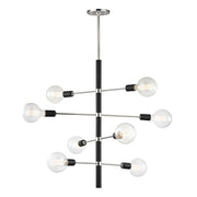 Astrid 32" 8-Light Chandelier, Polished Nickel/Black Finish