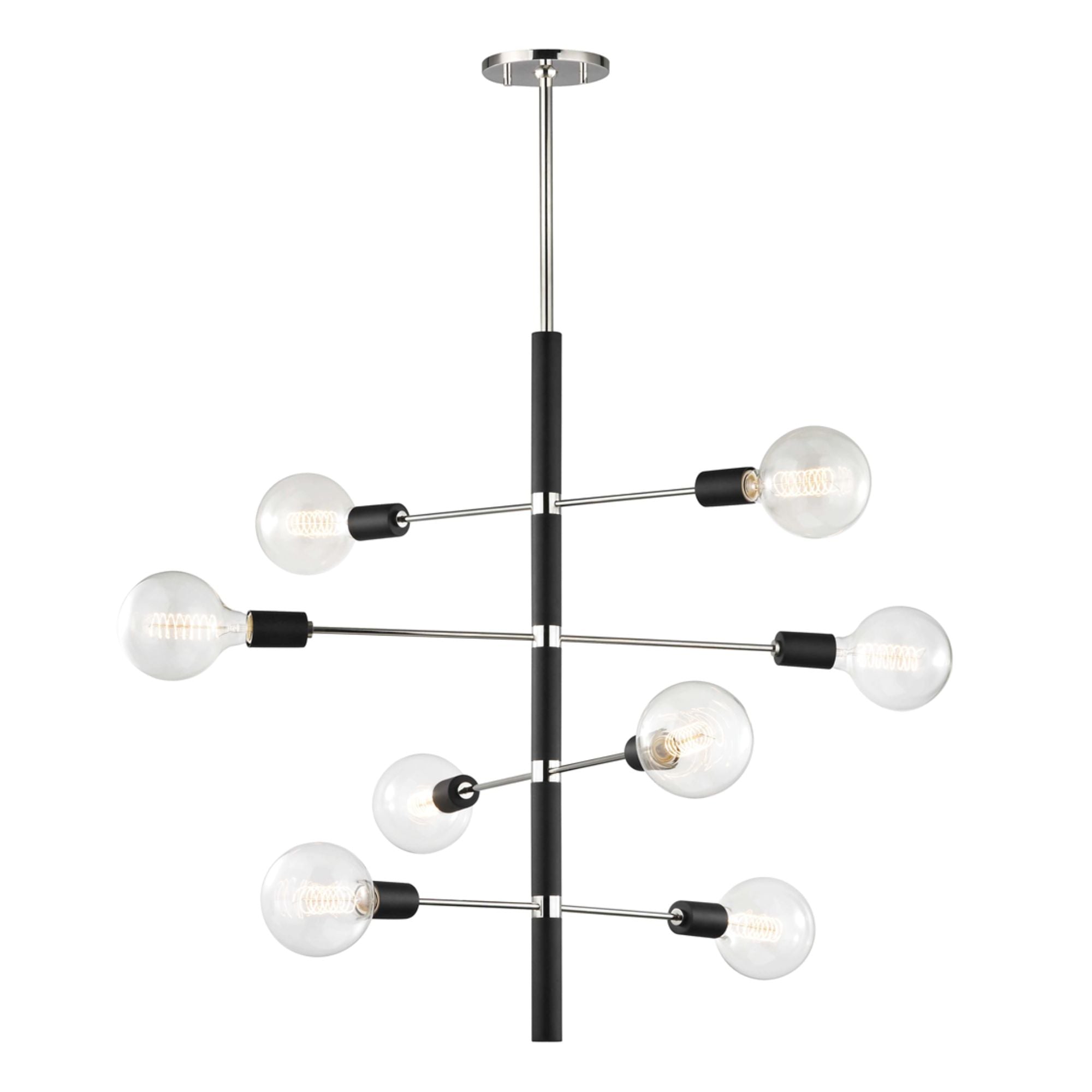 Astrid 32" 8-Light Chandelier, Polished Nickel/Black Finish
