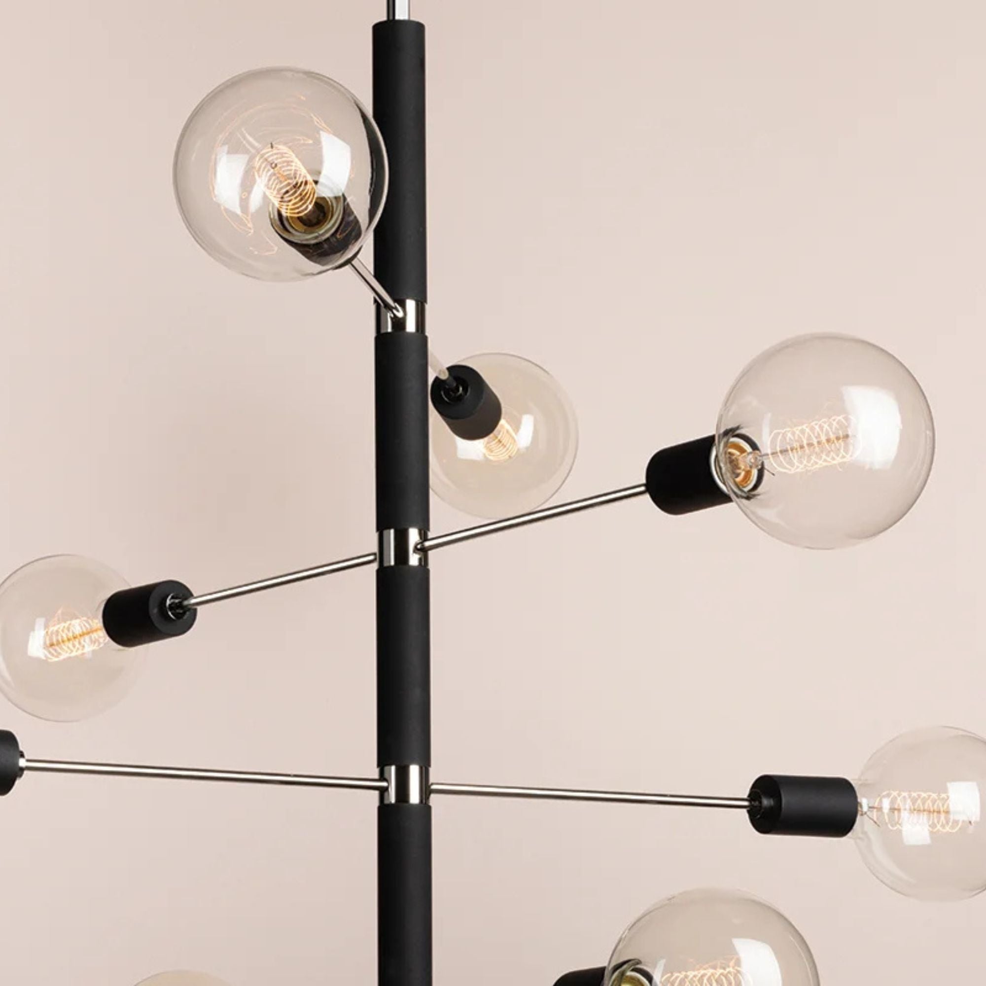 Astrid 32" 8-Light Chandelier, Polished Nickel/Black Finish