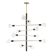 Astrid 45" 12-Light Chandelier, Aged Brass/Black Finish