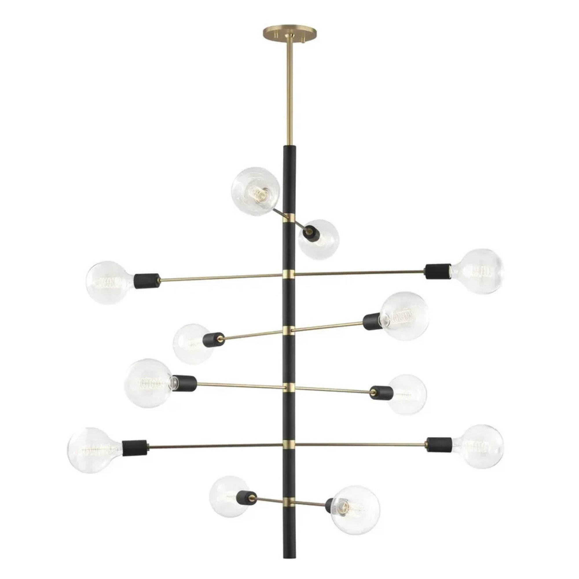 Astrid 45" 12-Light Chandelier, Aged Brass/Black Finish