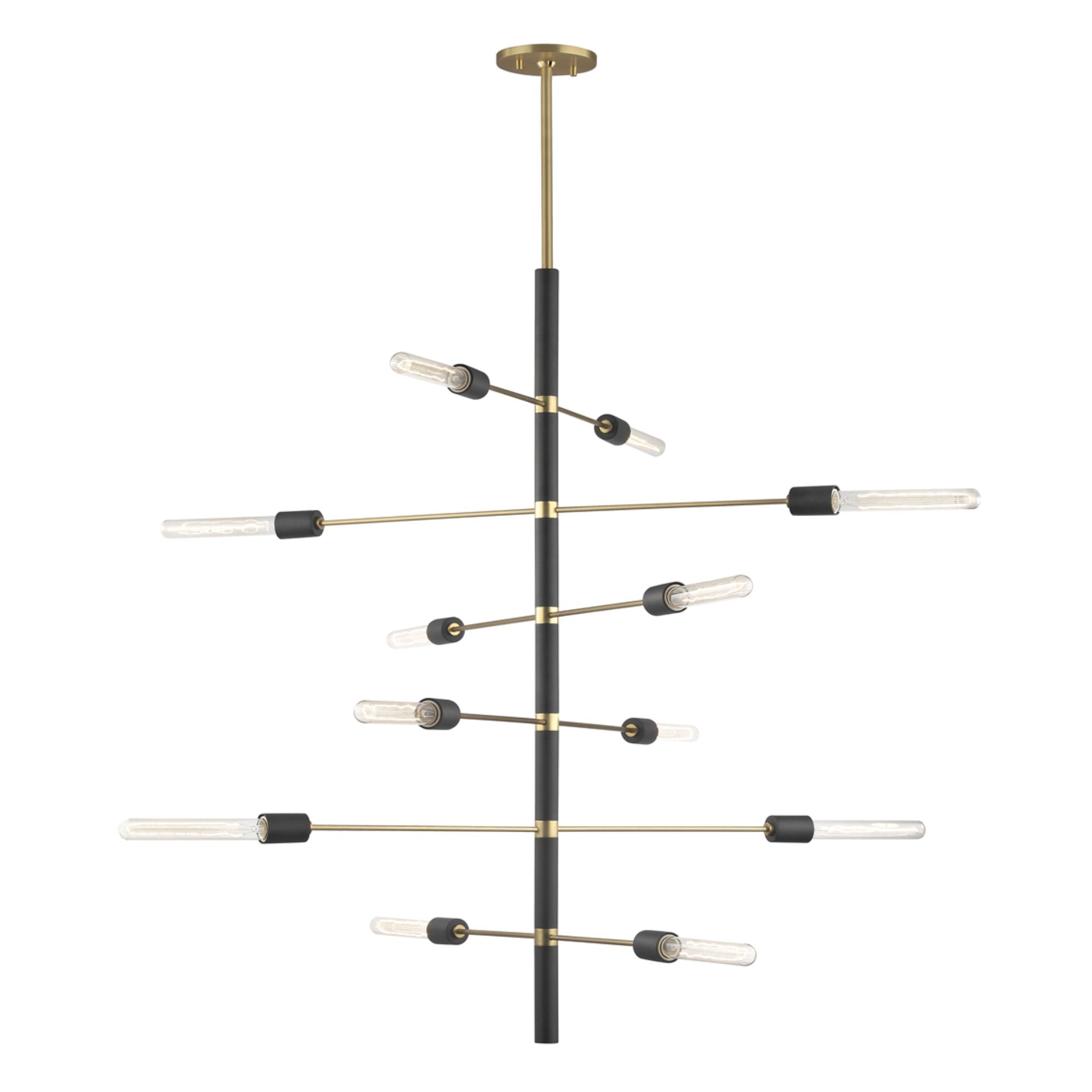Astrid 45" 12-Light Chandelier, Aged Brass/Black Finish